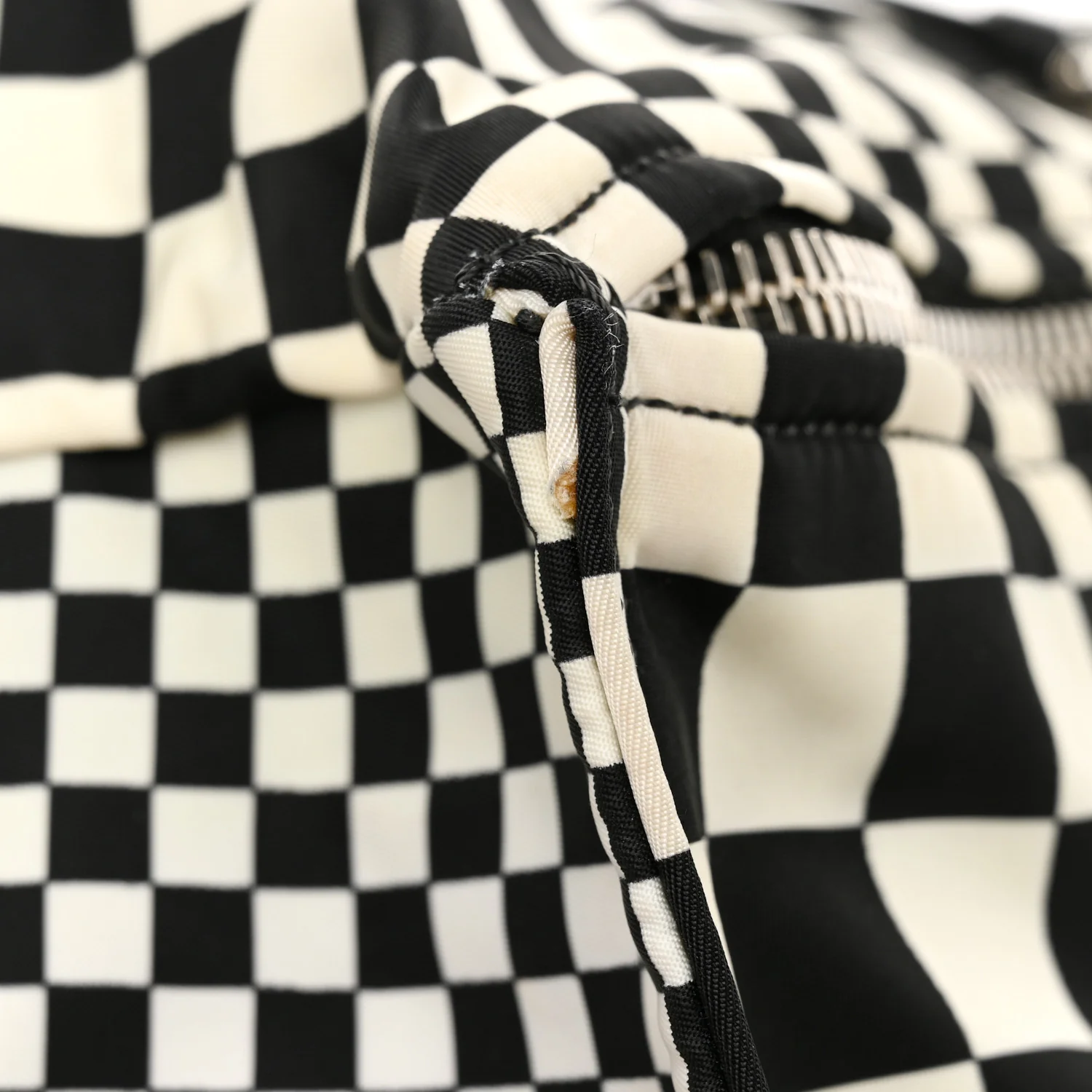 Nylon Checker Print Large Pandora Black White - Top Club