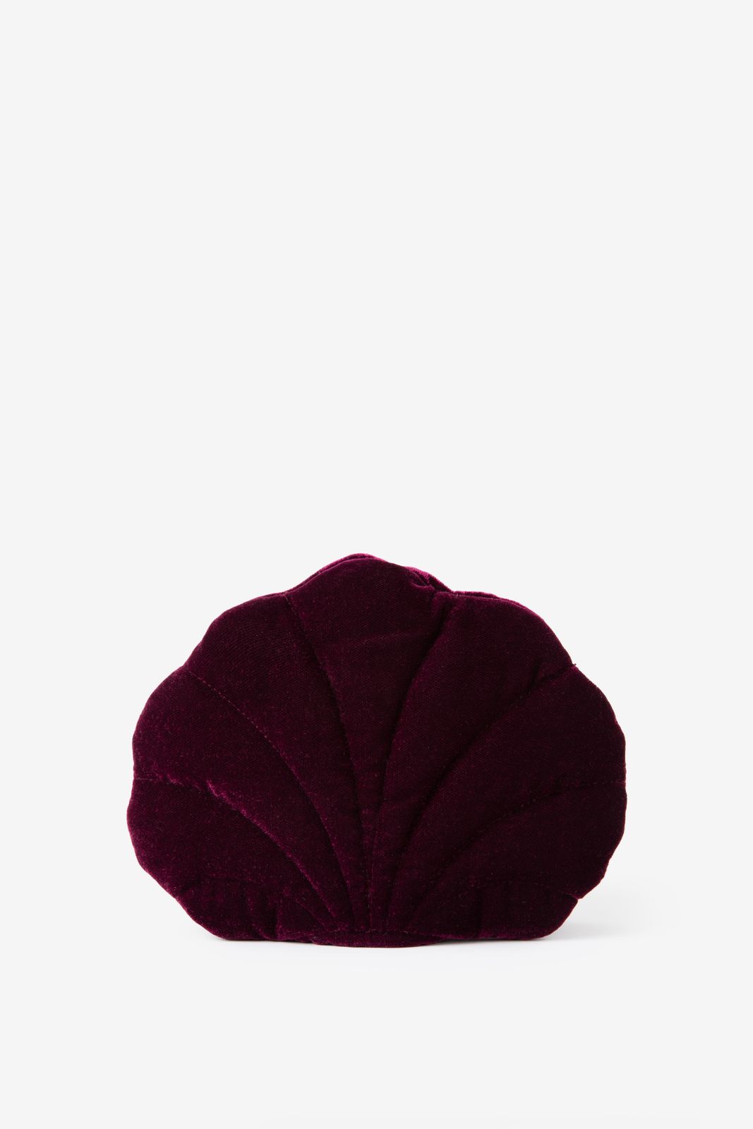 Donkerpaarse schelpvormige velvet tas