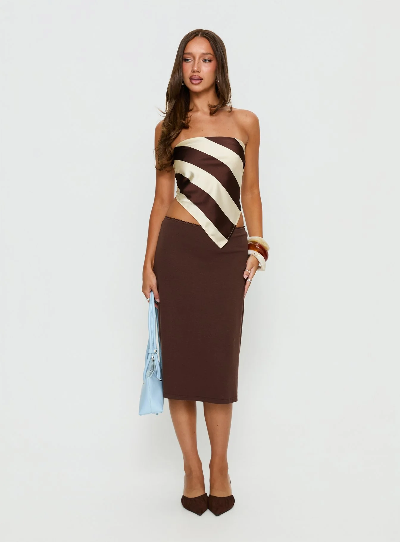 Baseline Rib Midi Skirt Chocolate