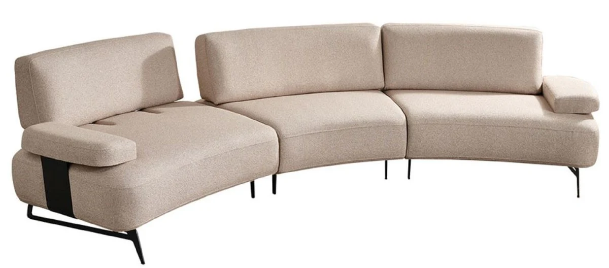 Luxury sofa with adjustable backrests beige / black 350 cm
