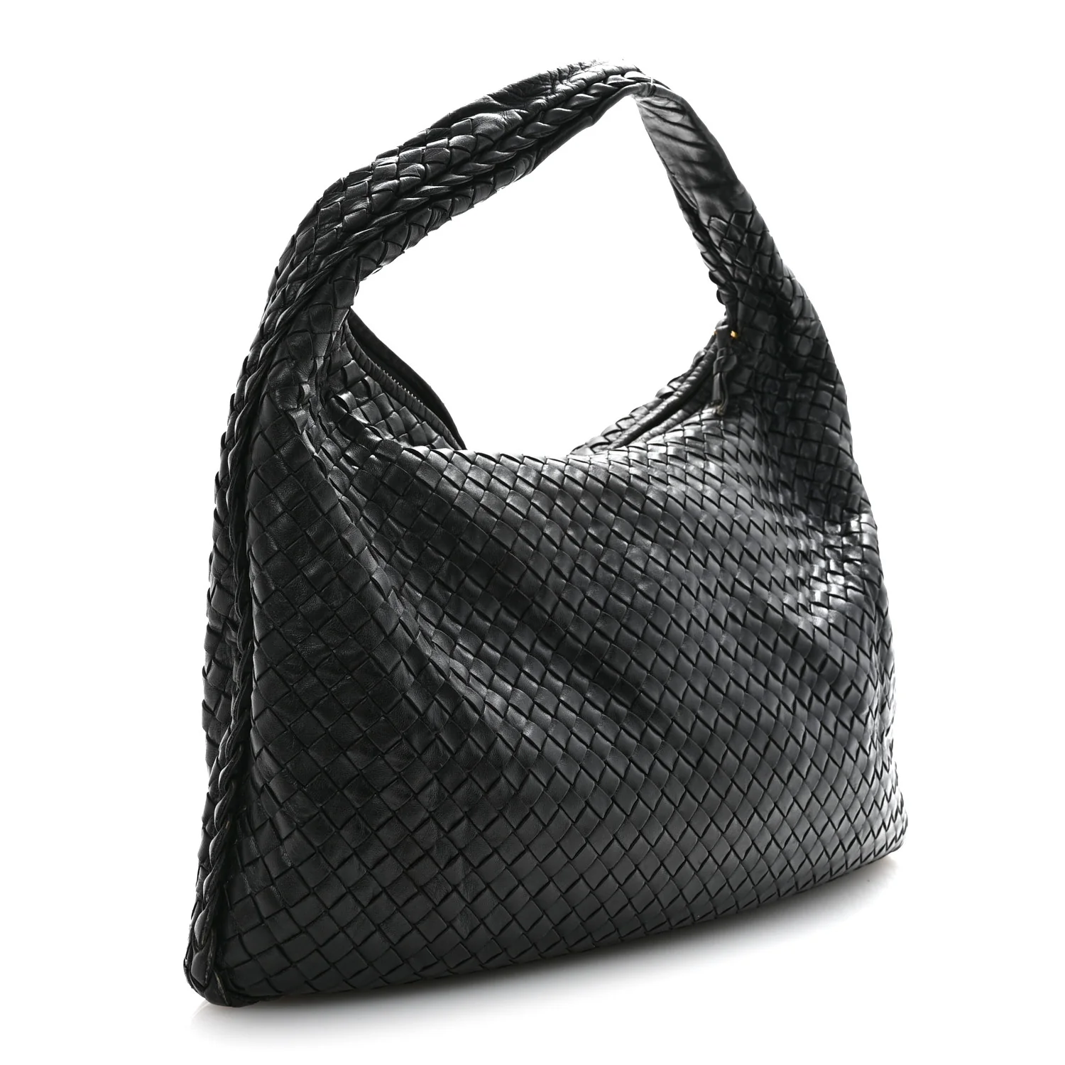 Nappa Intrecciato Large Veneta Hobo Black - Top Club
