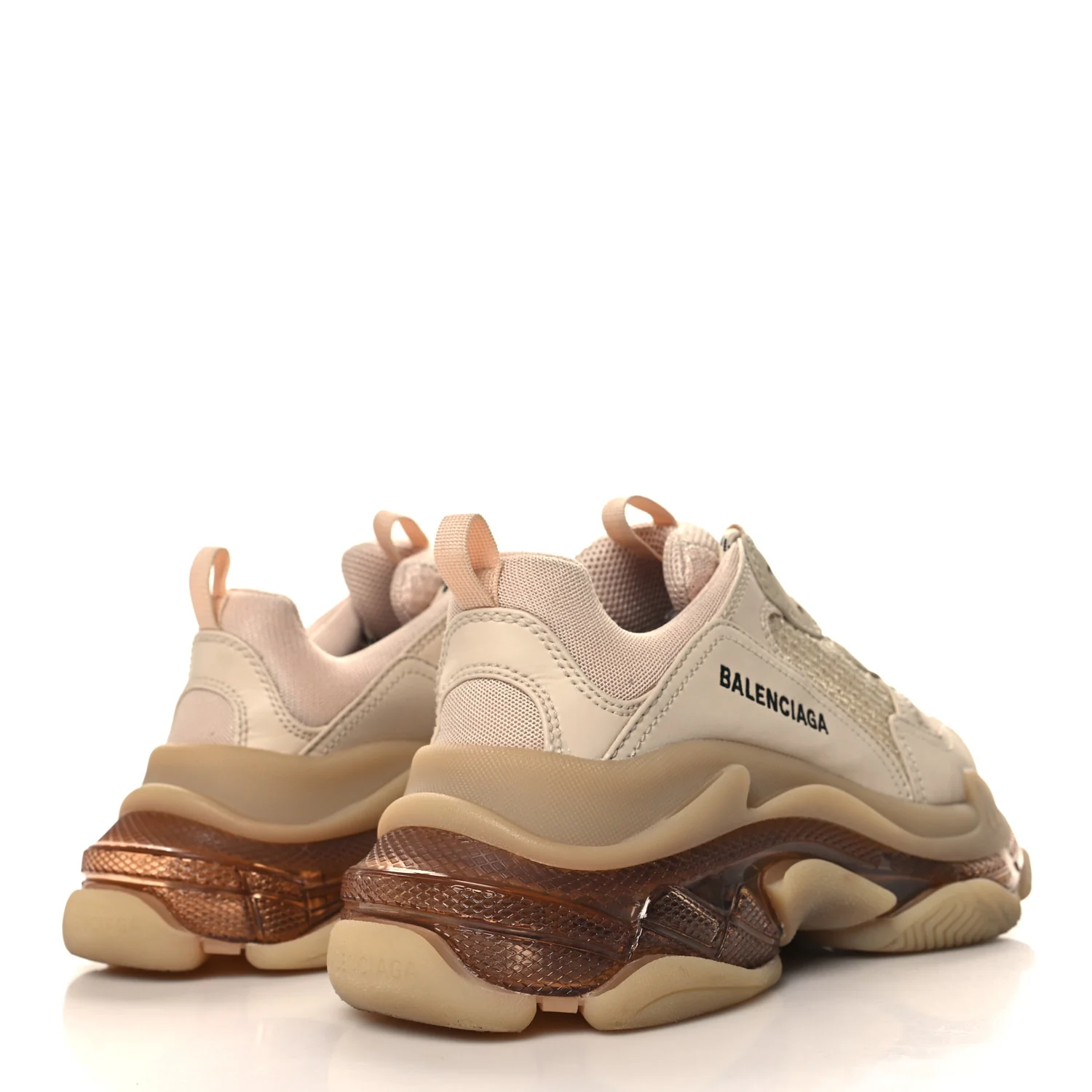 Fabric Mesh Clear Sole Womens Triple S Sneakers 40 Beige - Top Club