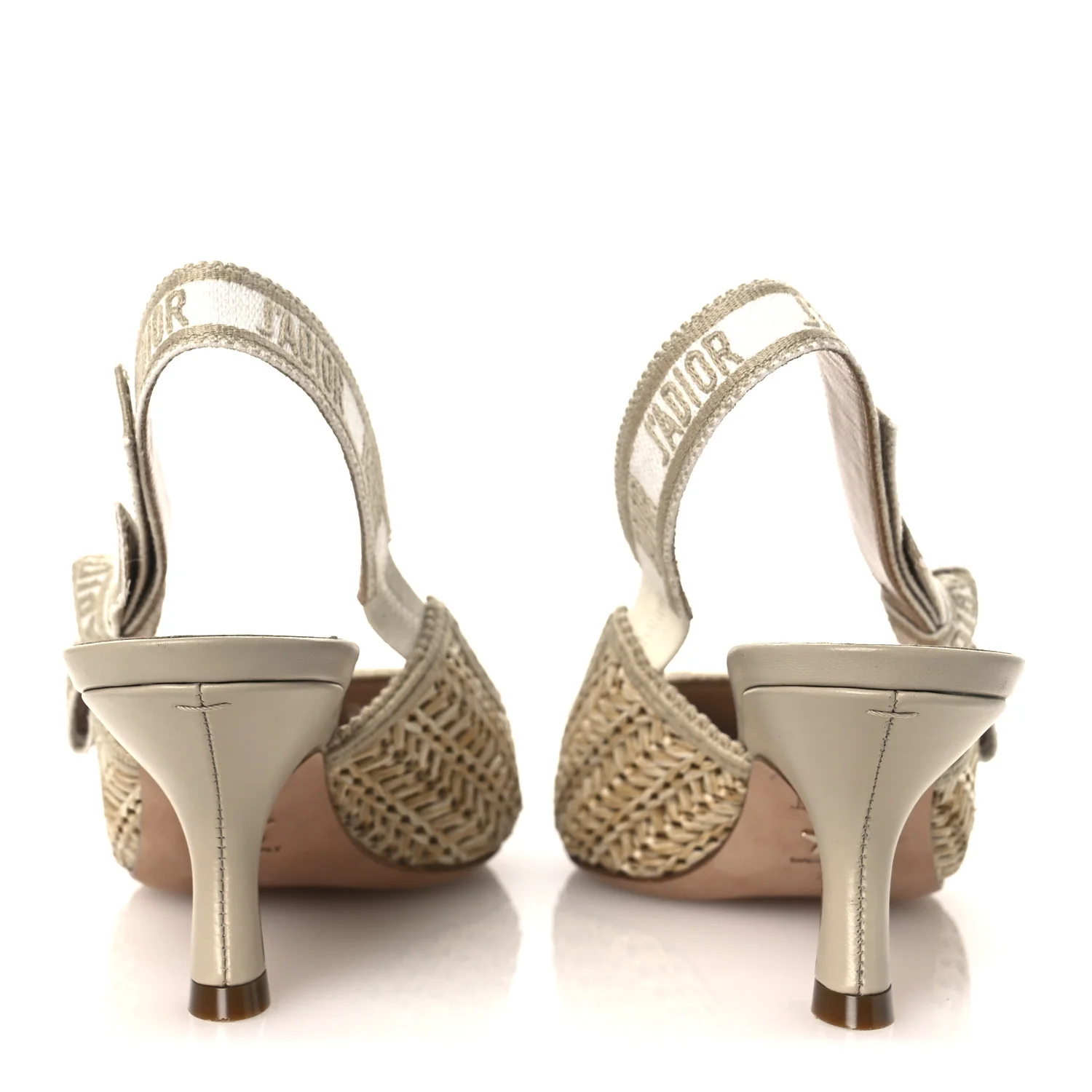Raffia Embroidered J'Adior Slingback 65mm Pumps 36 Taupe - Top Club