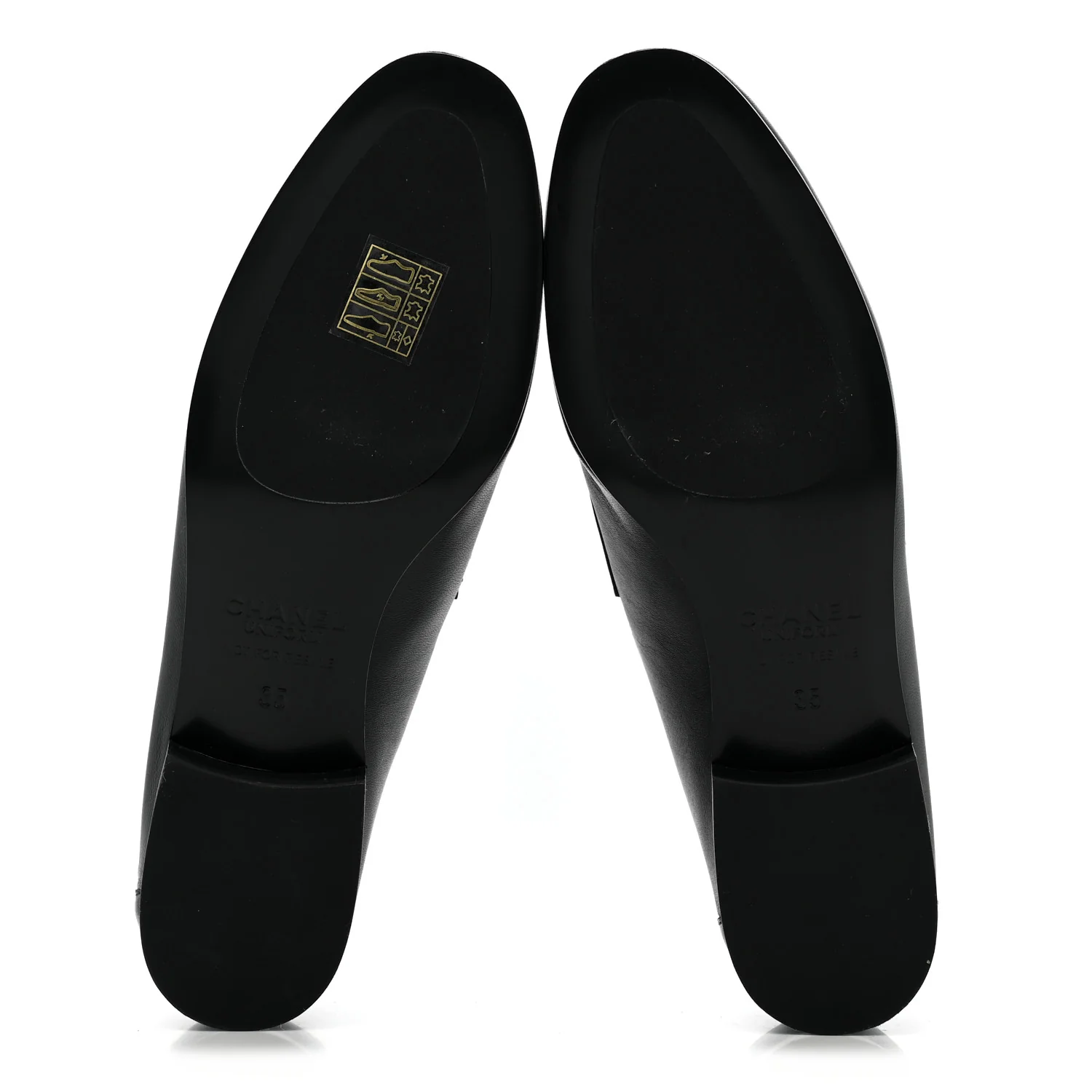 Lambskin Womens Stitched CC Loafers 35 Black - Top Club