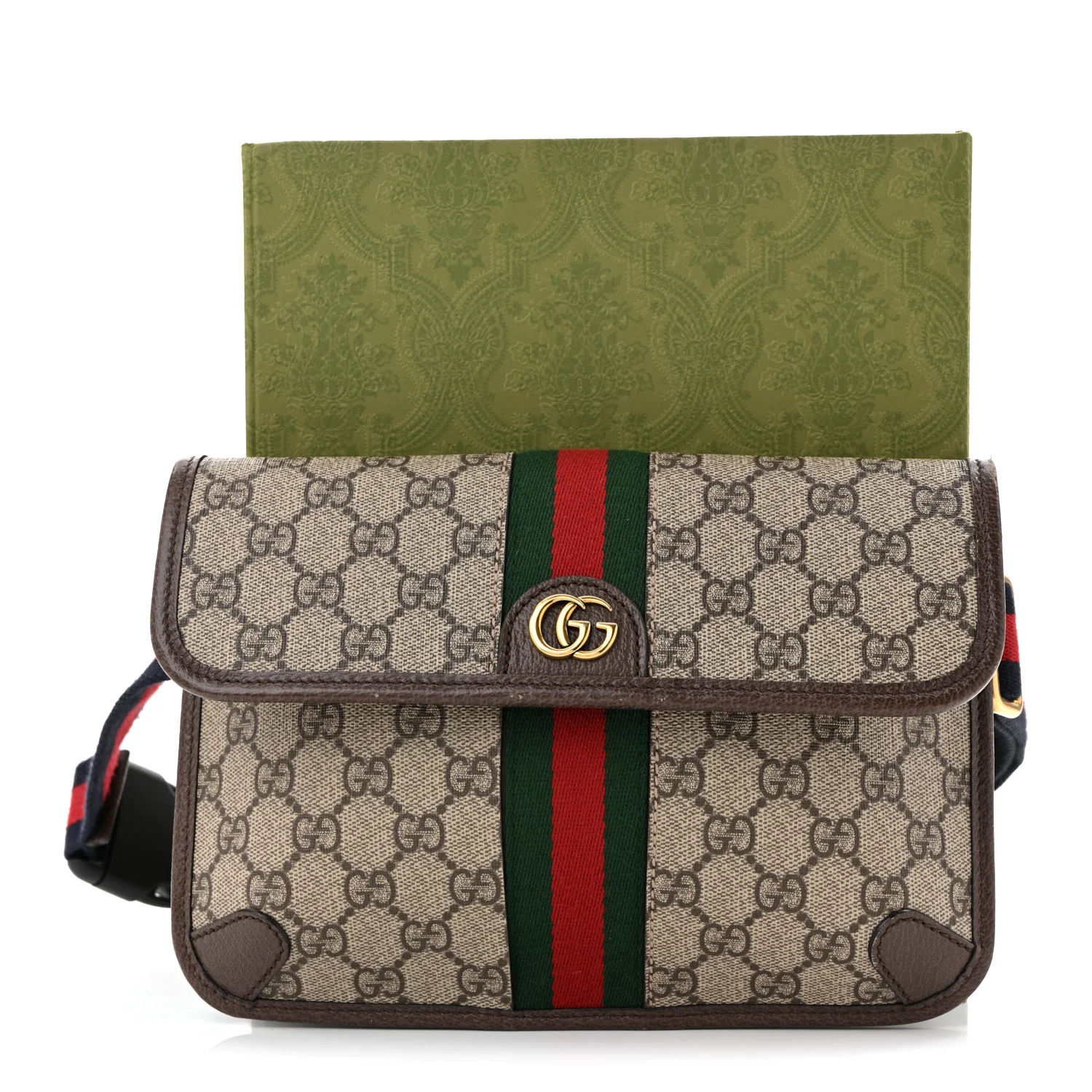 GG Supreme Monogram Web Small Ophidia Belt Bag Brown - Top Club