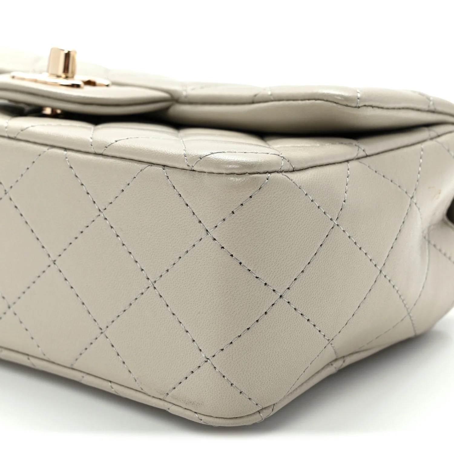 Lambskin Quilted Mini Rectangular Flap Grey - Top Club