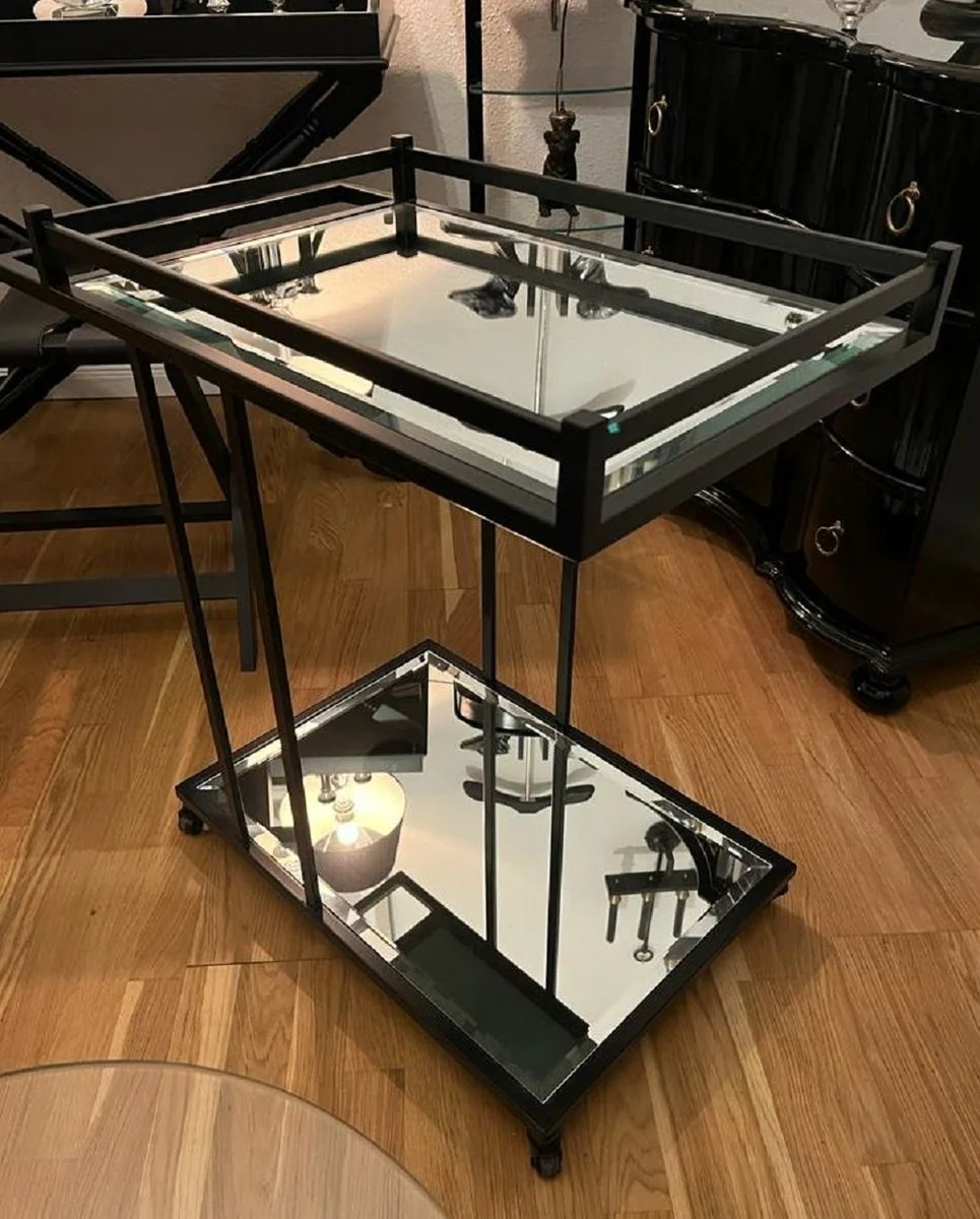 Luxury serving trolley black 78 x 46 x H. 79 cm - Hotel Restaurant Gastronomy Trolley - Luxury Hotel Restaurant Gastronomy Accessories - Luxury Furniture