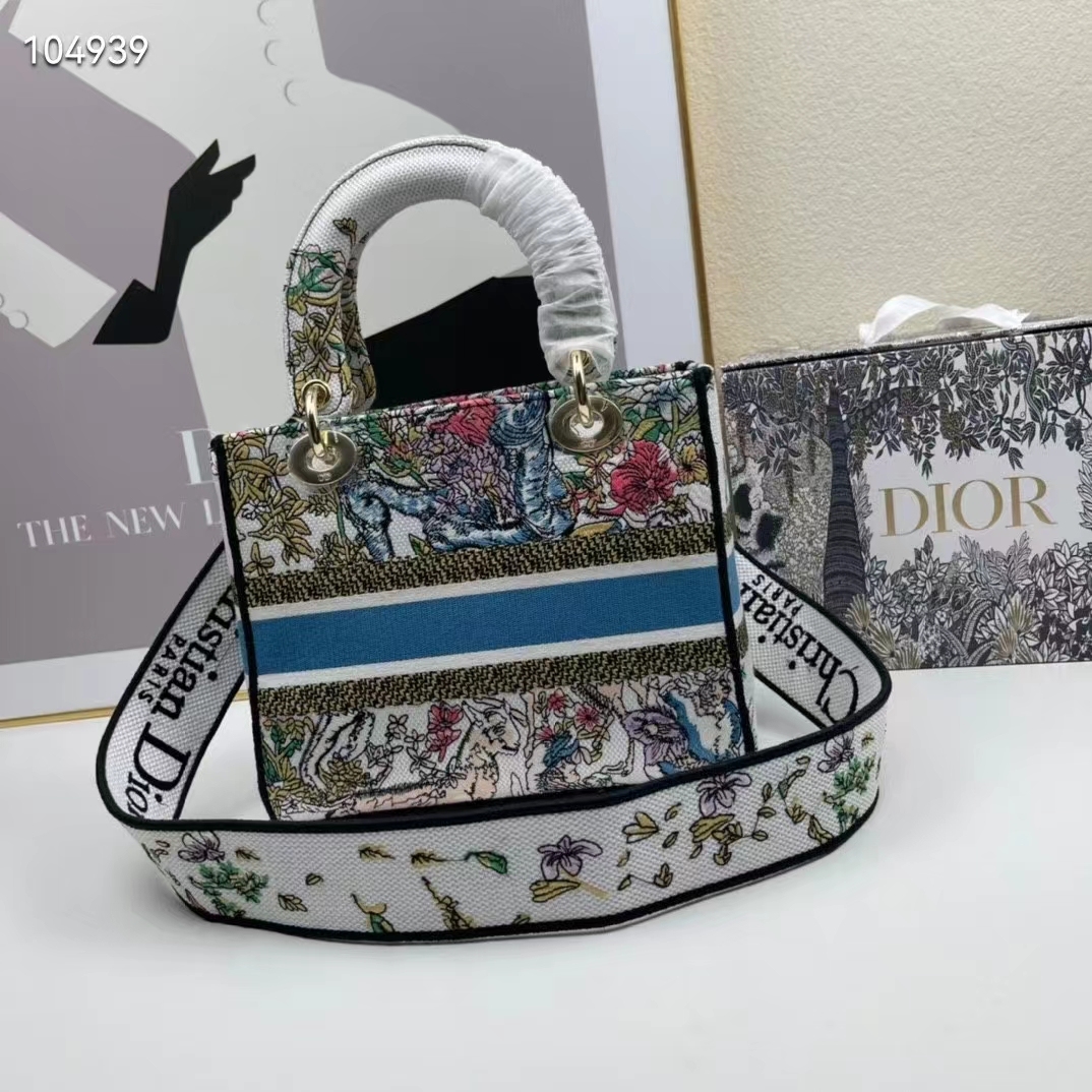 CD Women CD Medium Lady D-Lite Bag Latte Multicolor D-Constellation Embroidery - Top Club