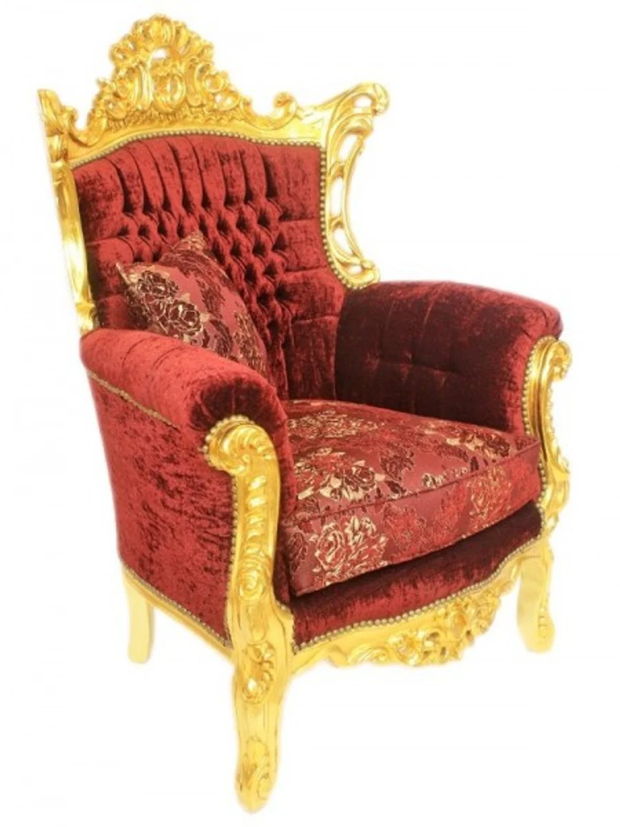Baroque living room set Master Bordeaux pattern velvet fabric / gold - 2 sofa + 2 armchairs - Limited Edition!