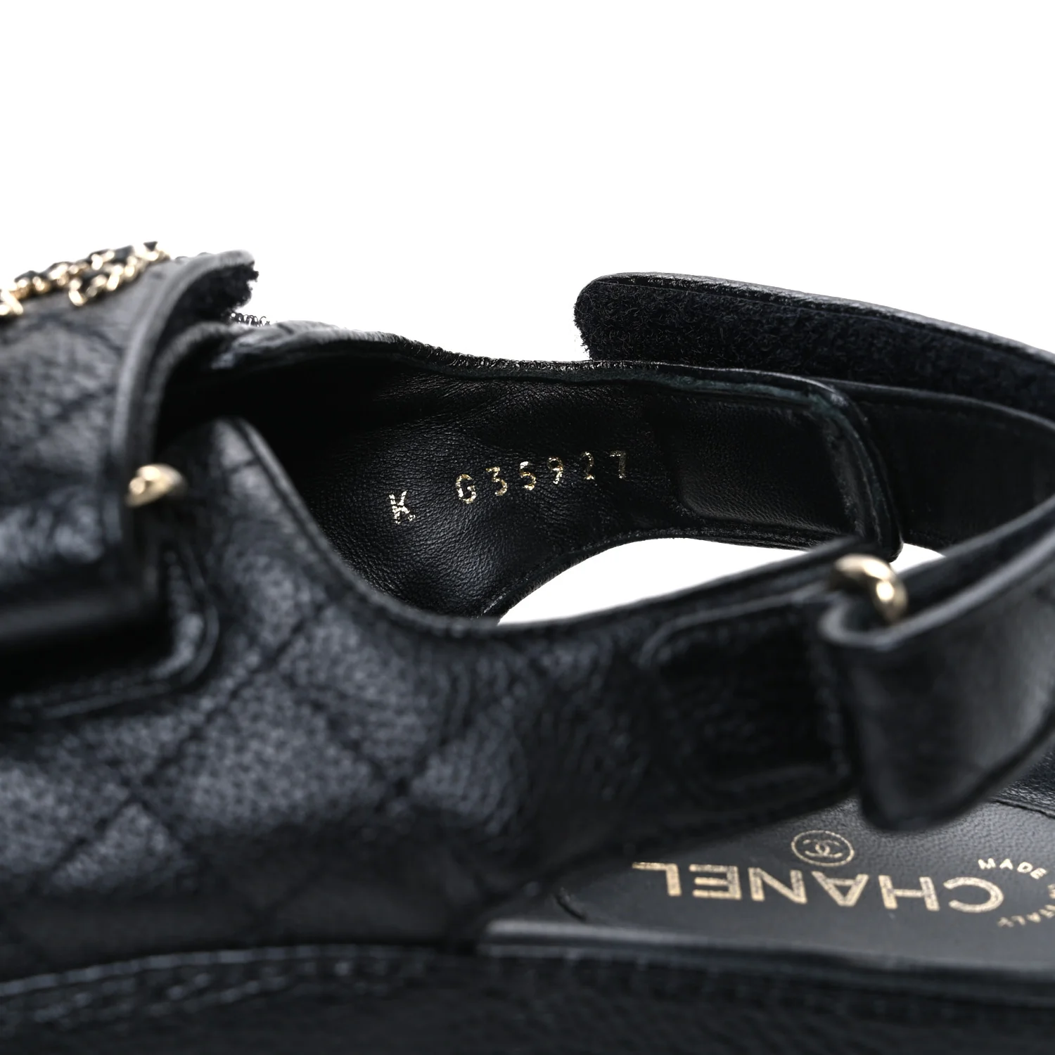 Grained Calfskin Velcro Dad Sandals 39 Black - Top Club