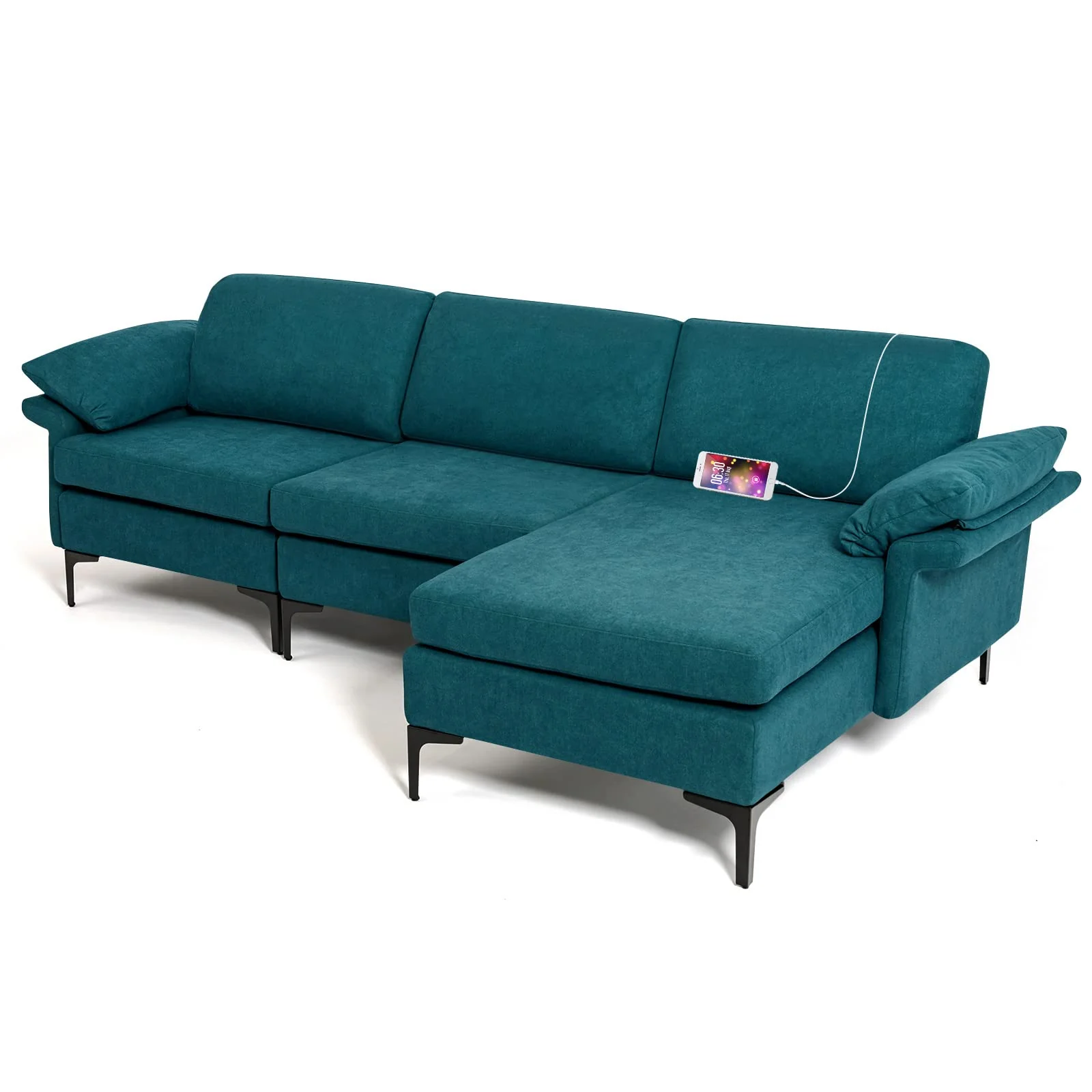 BEFOUNDLOVELY 100.5 Inch Convertible L-Shaped Sectional Sofa Couch, 3-Seat Sofa with Reversible Chaise Lounge
