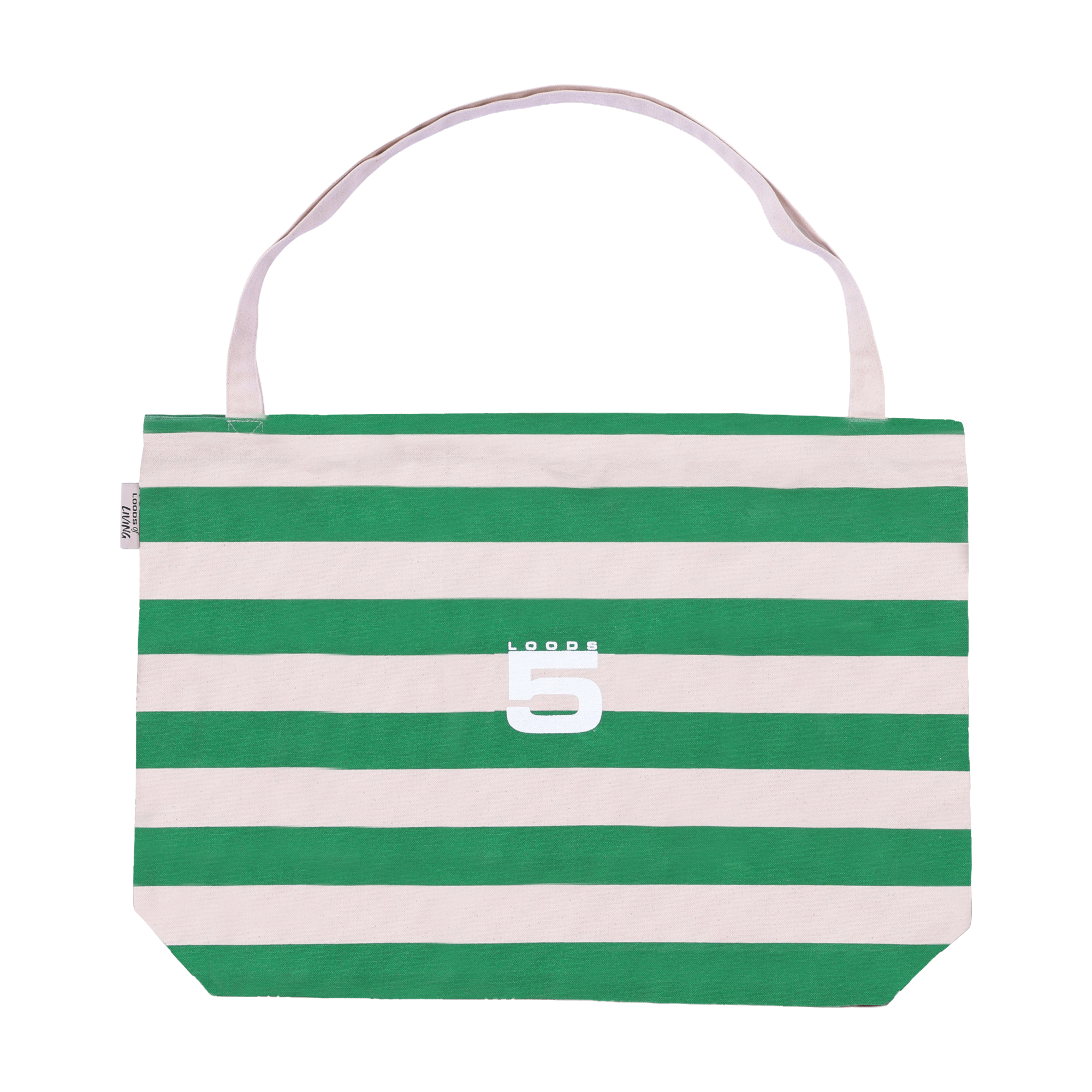 Canvas tas large - green stripe
