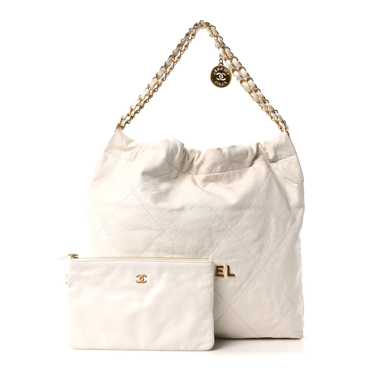 Shiny Calfskin Quilted Chanel 22 White - Top Club