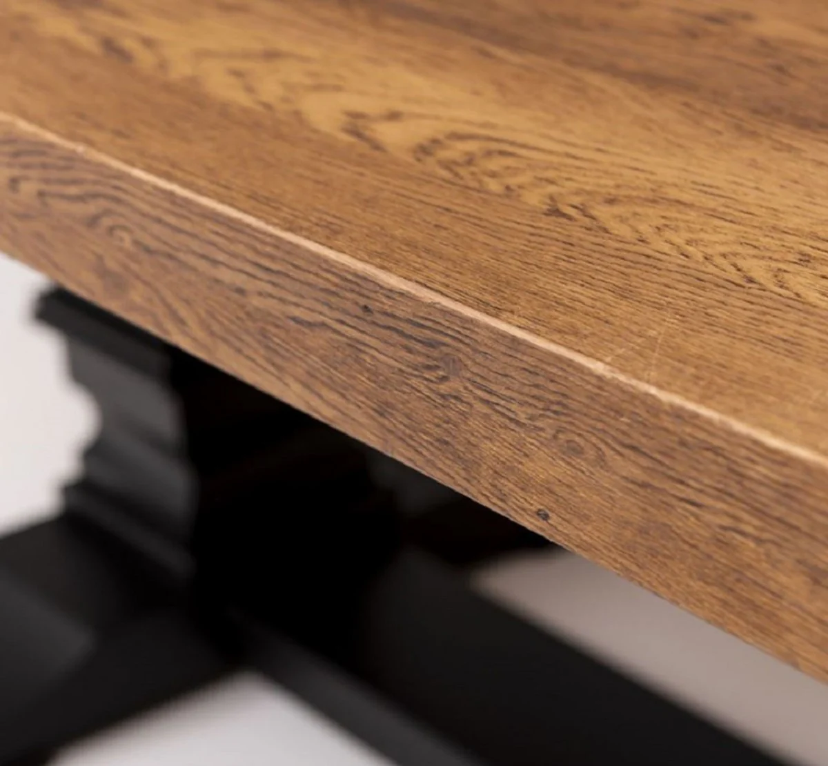 Country house style dining table brown / black 220 x 120 x H. 78 cm - Rectangular solid wood kitchen table - Country house style solid wood dining room furniture
