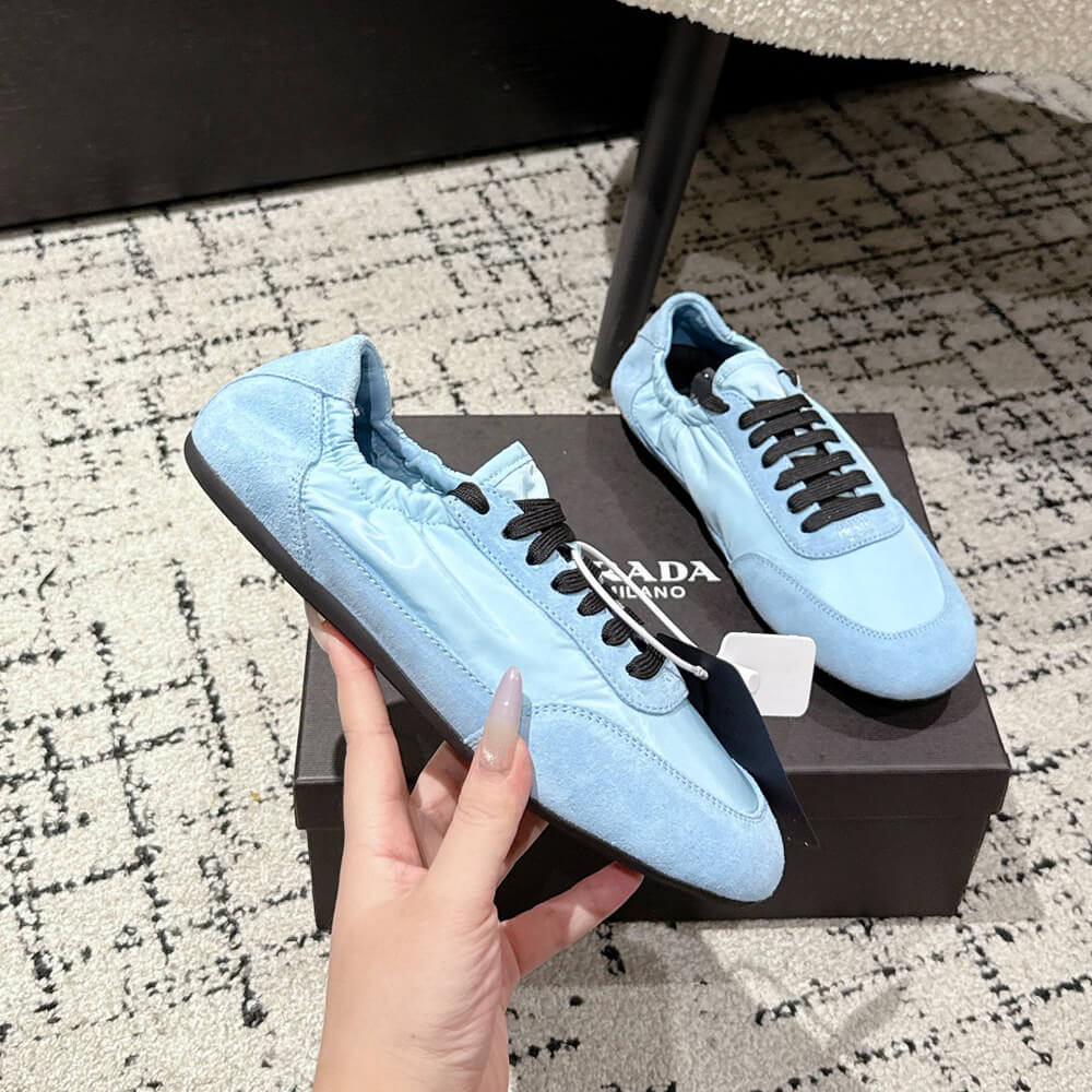 PRADA Collapse Re-Nylon and suede elasticized sneakers - Top Club