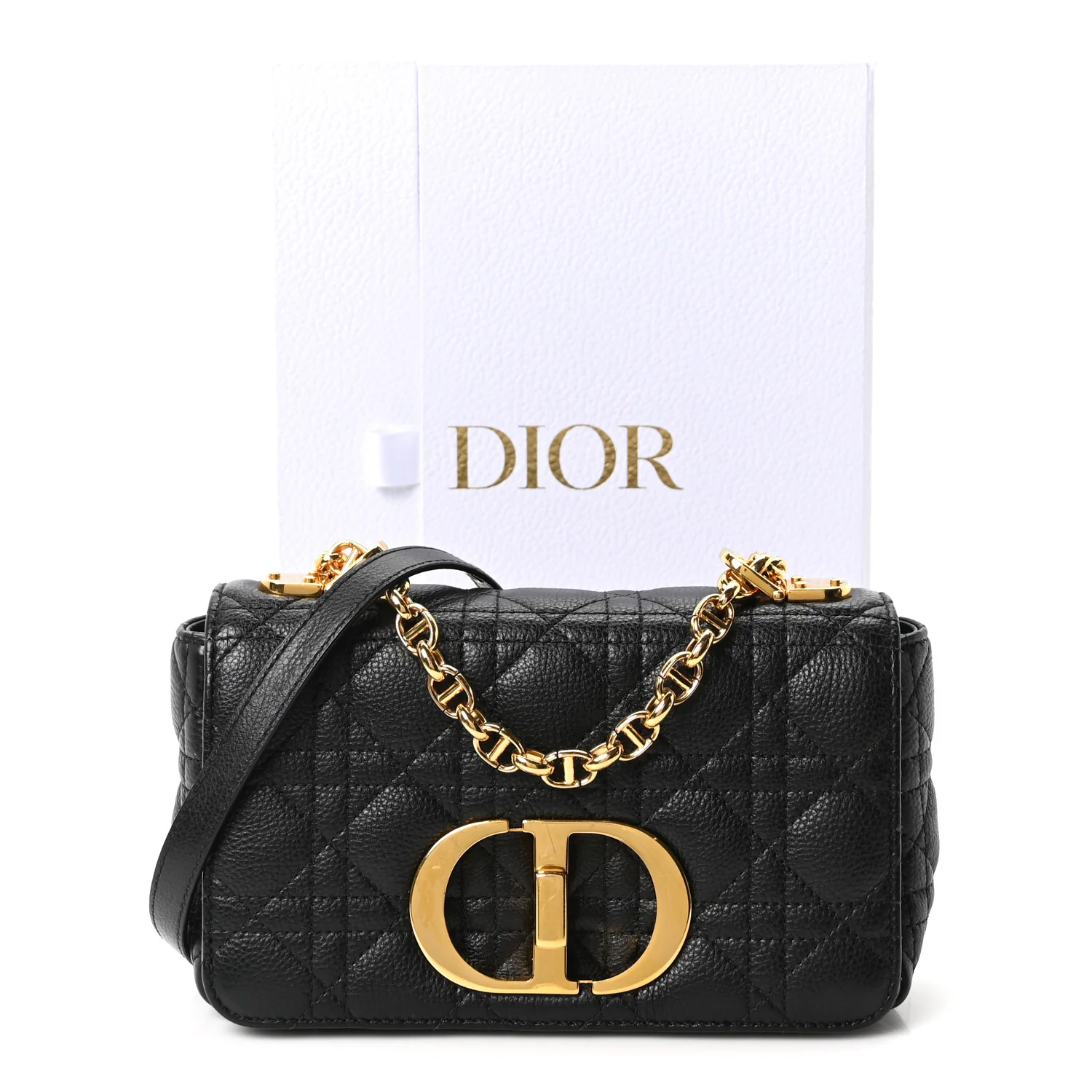 Calfskin Cannage Small Caro Bag Black - Top Club