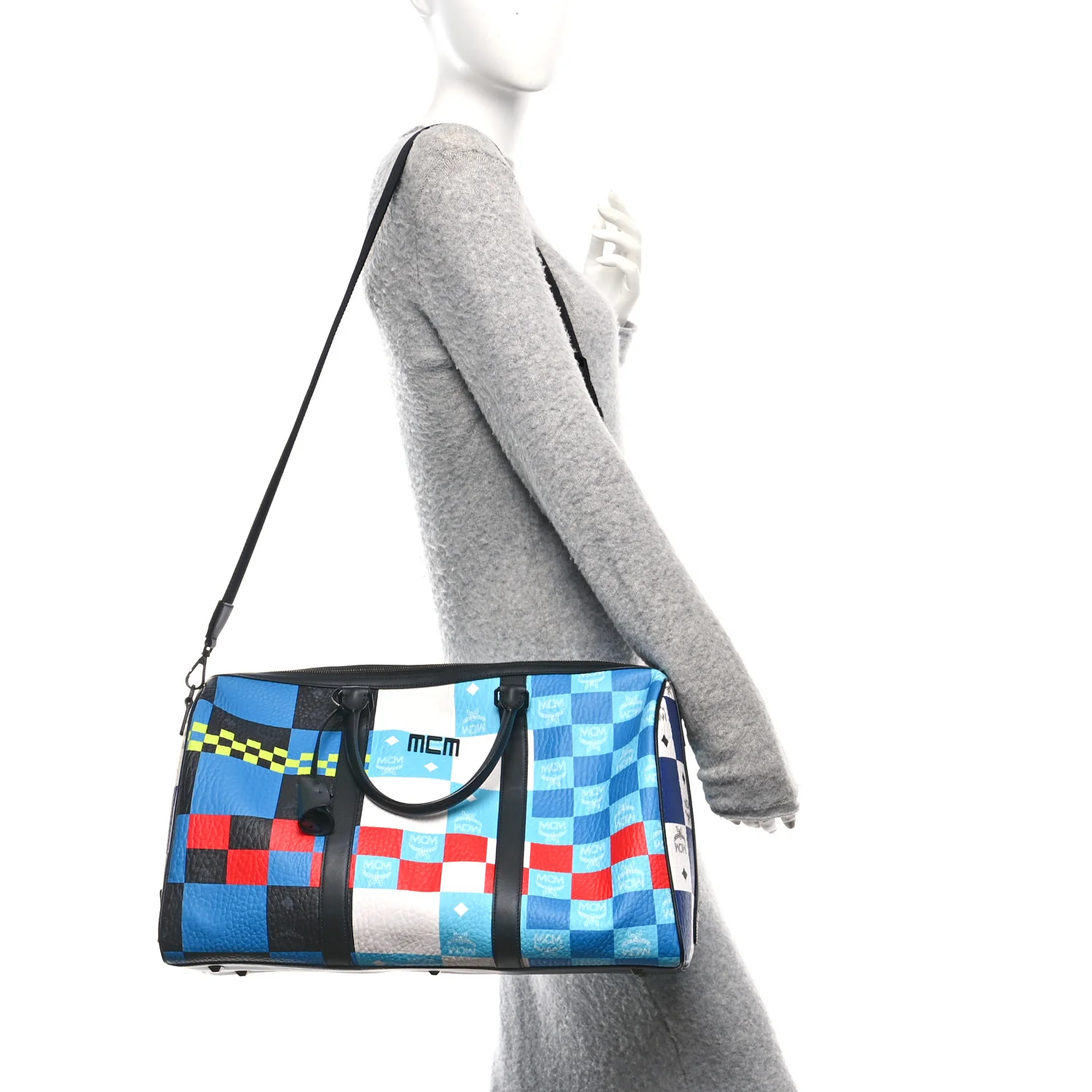 Visetos Ottomar Checkerboard Weekender Duffle Bag Blue Multicolor - Top Club