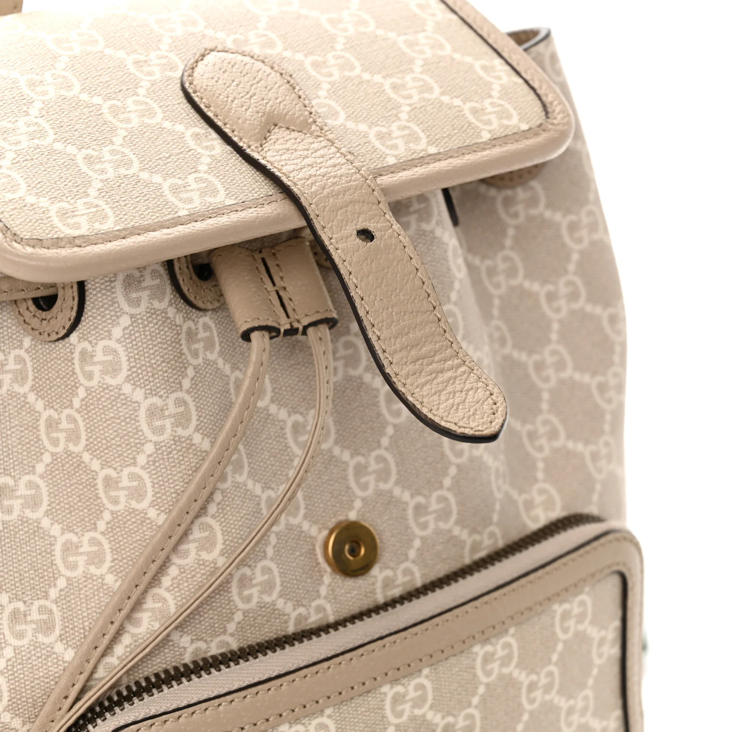 GG Supreme Monogram Azalea Calfskin Retro Interlocking G Buckle Backpack Beige Mystic White - Top Club