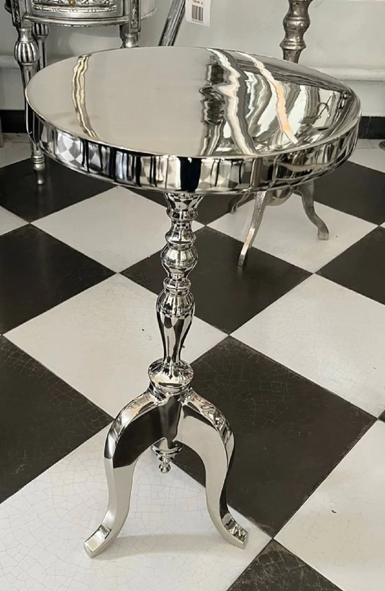 Luxury side table silver Ø 28 x H. 60 cm - Round aluminum table - Living room furniture - Aluminum furniture - Luxury furniture