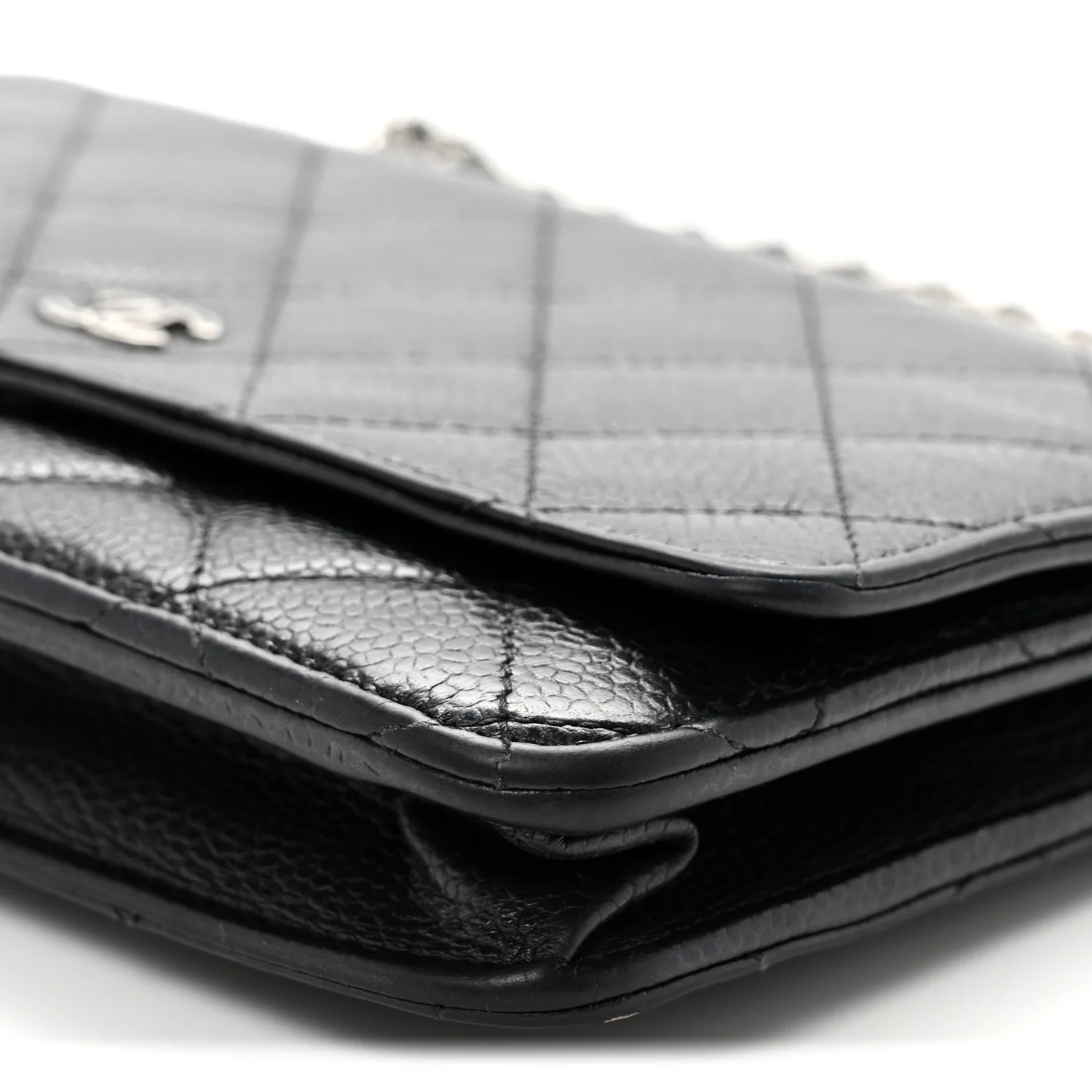 Caviar Quilted Wallet On Chain WOC Black - Top Club