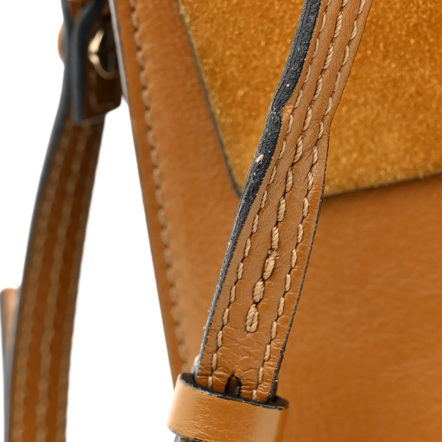 Suede Calfskin Medium Faye Shoulder Bag Mustard Brown - Top Club