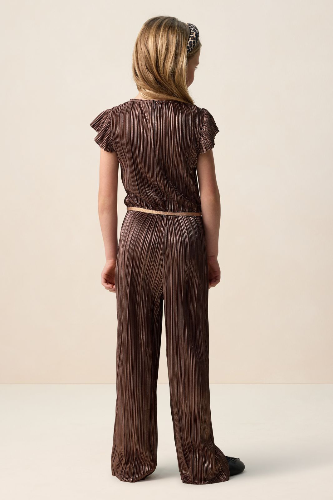 Gouden pliss&eacute; jumpsuit