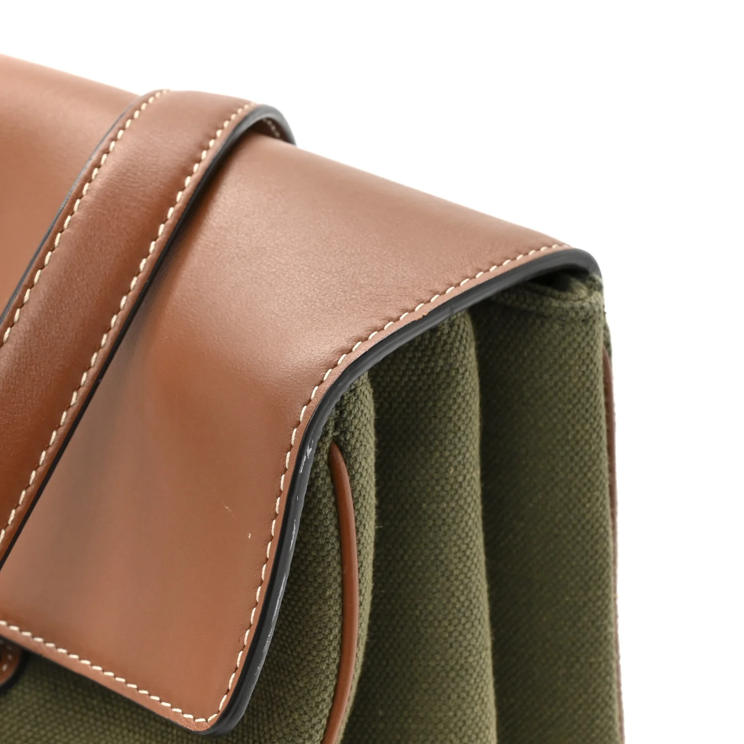 Canvas Calfskin Medium Soft 16 Top Handle Bag Khaki Tan - Top Club
