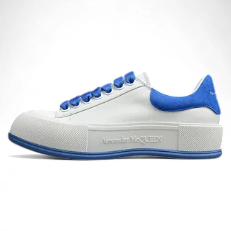 Alexander McQueen Vulcanized Low-Top Sneakers – White Royal Blue - Sneaker Replica Workshop