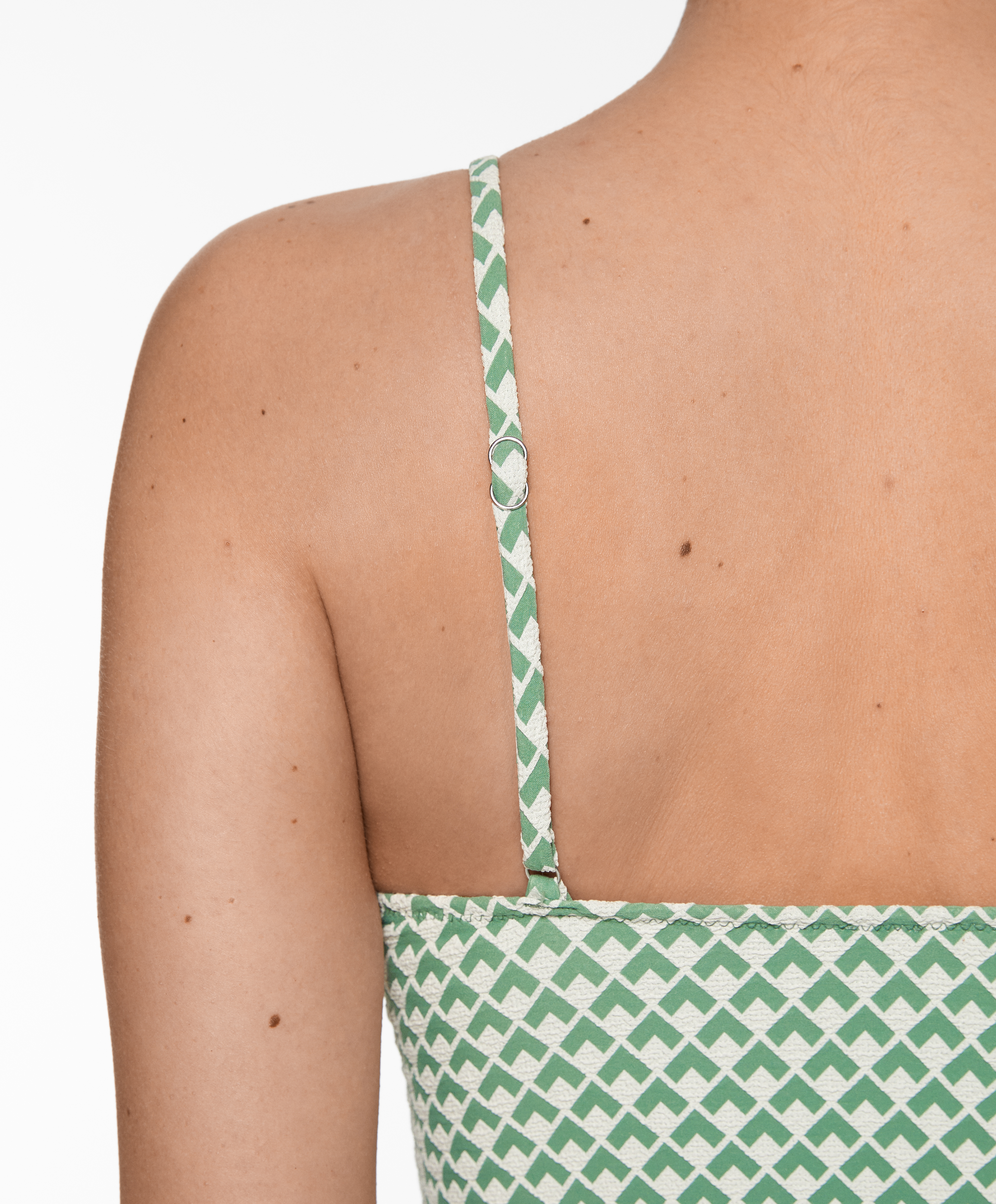 OYSHO Geometric jacquard V-neck swimsuit