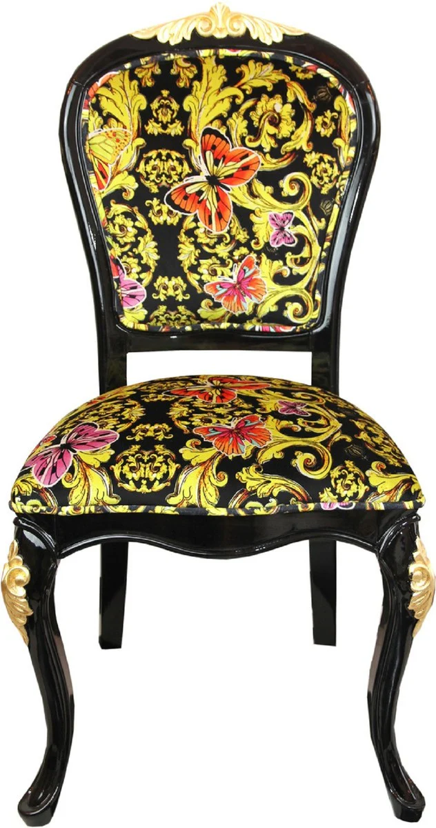 Pompöös by Baroque luxury dining room set Butterflies & Flowers - Pompöös Baroque dining table with glass top and 8 chairs designed by Harald Glööckler - Baroque dining room furniture