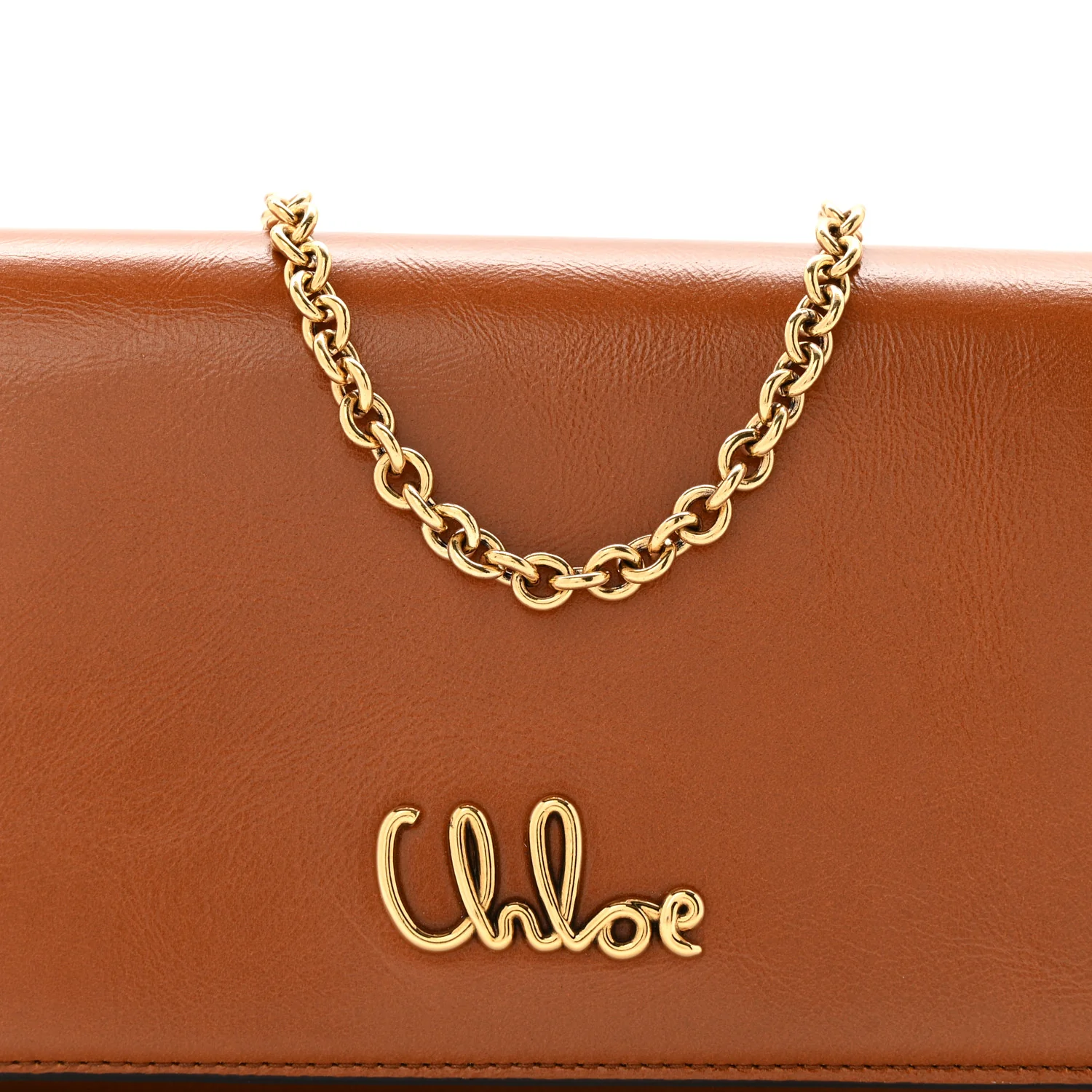 Calfskin Iconic Flap Wallet On Chain Clay Brown - Top Club