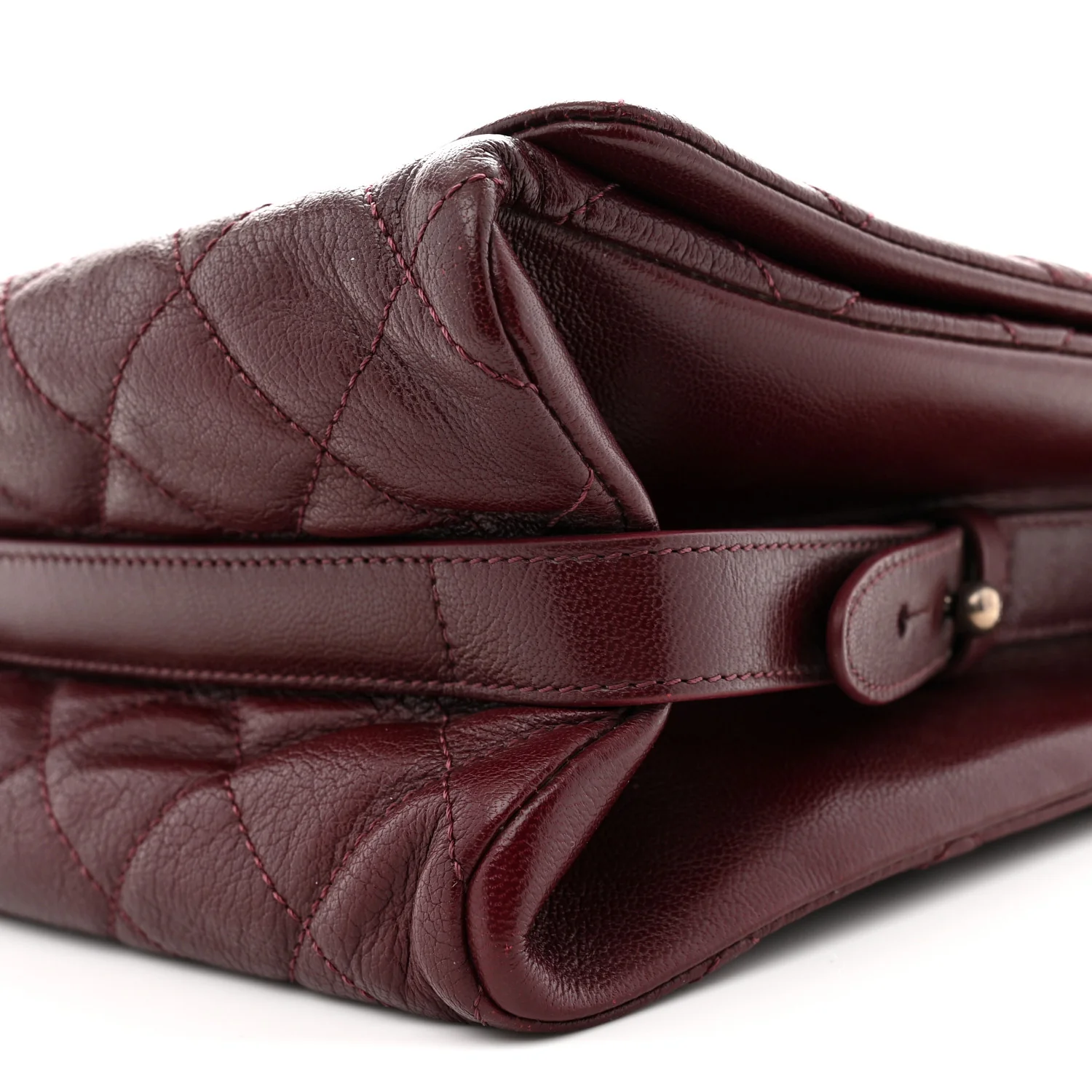 Goatskin Quilted Large City Rock Flap Burgundy - Top Club