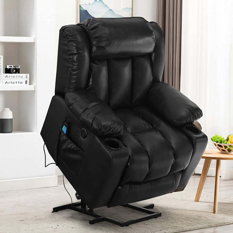 💥Clearance Sale🔥 MCombo Large Lay Flat Dual Motor Power Lift Recliner Chair Sofa with Massage and Heat, USB Ports, Cup Holders, Extended Footrest！