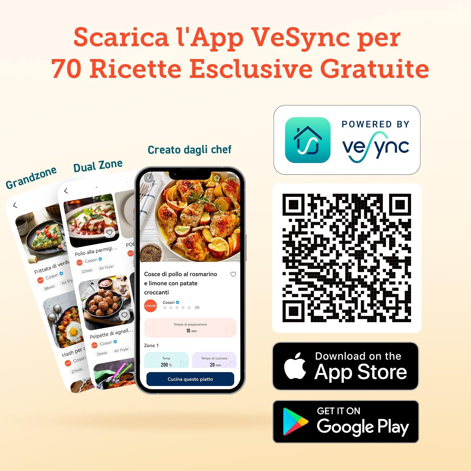 COSORI Friggitrice ad Aria 10 Litri Dual Blaze TwinFry, 2800W Air Fryer WiFi con Doppia Resistenza, 5L+5L Dual Zone e Separatore Rimovibile, 8 Funzioni con 35-240�?& Max 48h, 70 Ricette Online, Nero