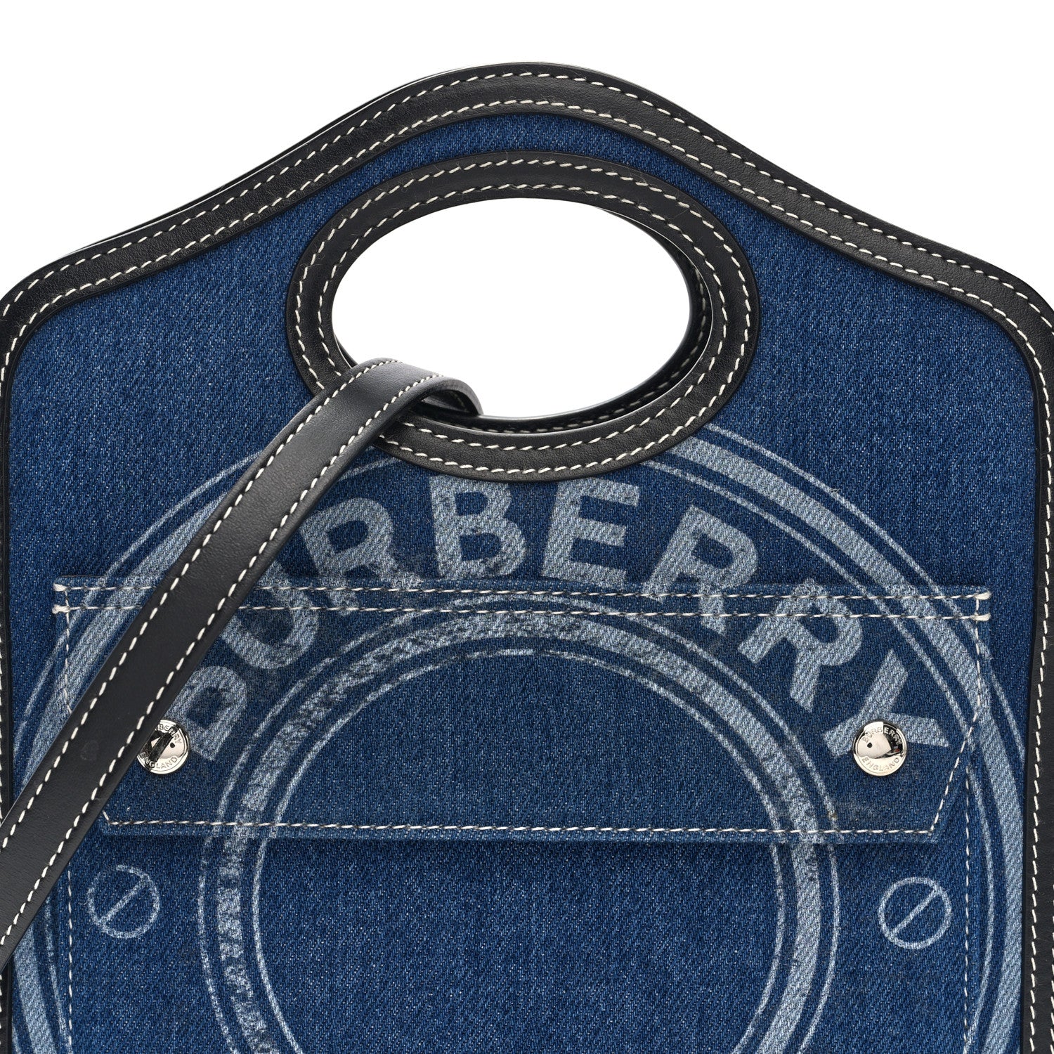 Denim Smooth Calfskin Mini Pocket Bag Blue - Top Club