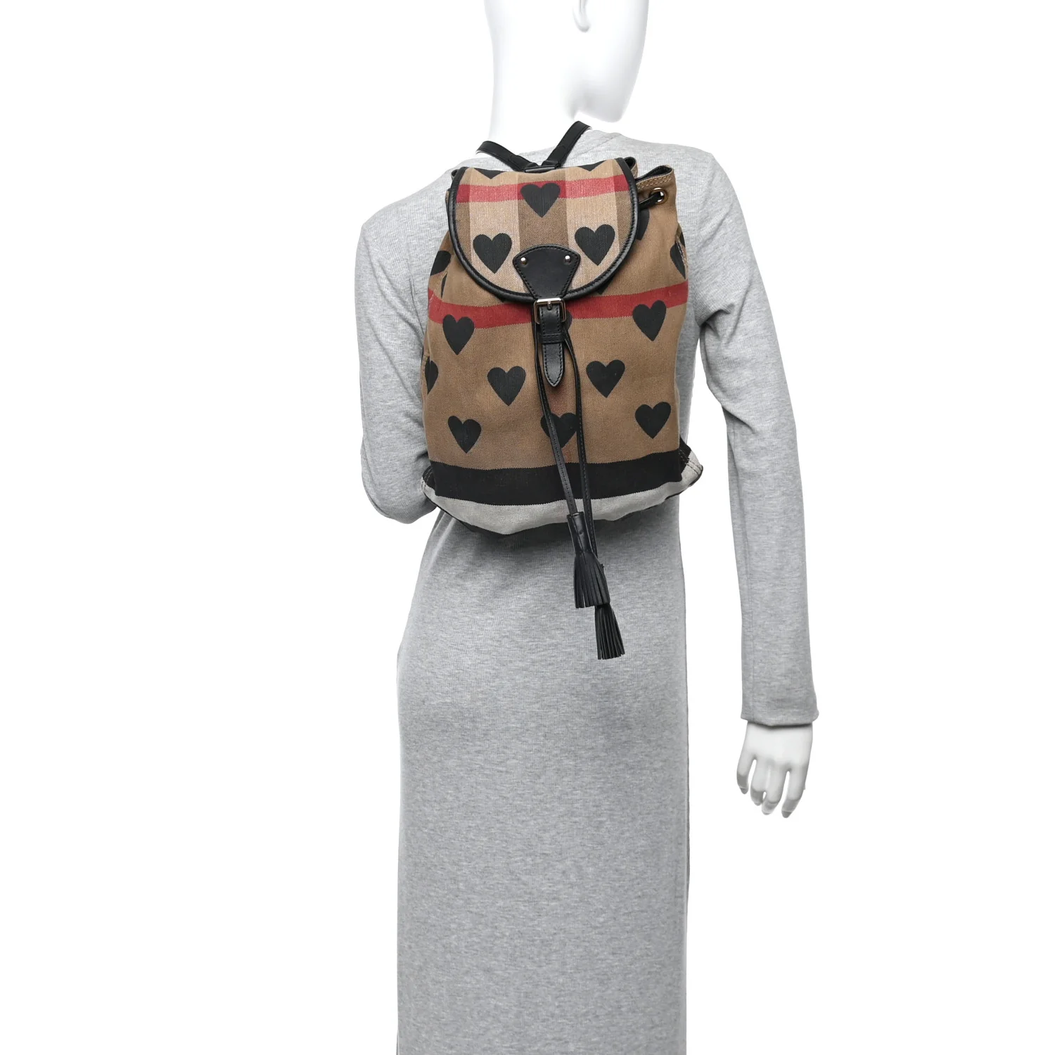 Overdyed Canvas Mega Check Heart Print Medium Chiltern Backpack Black - Top Club