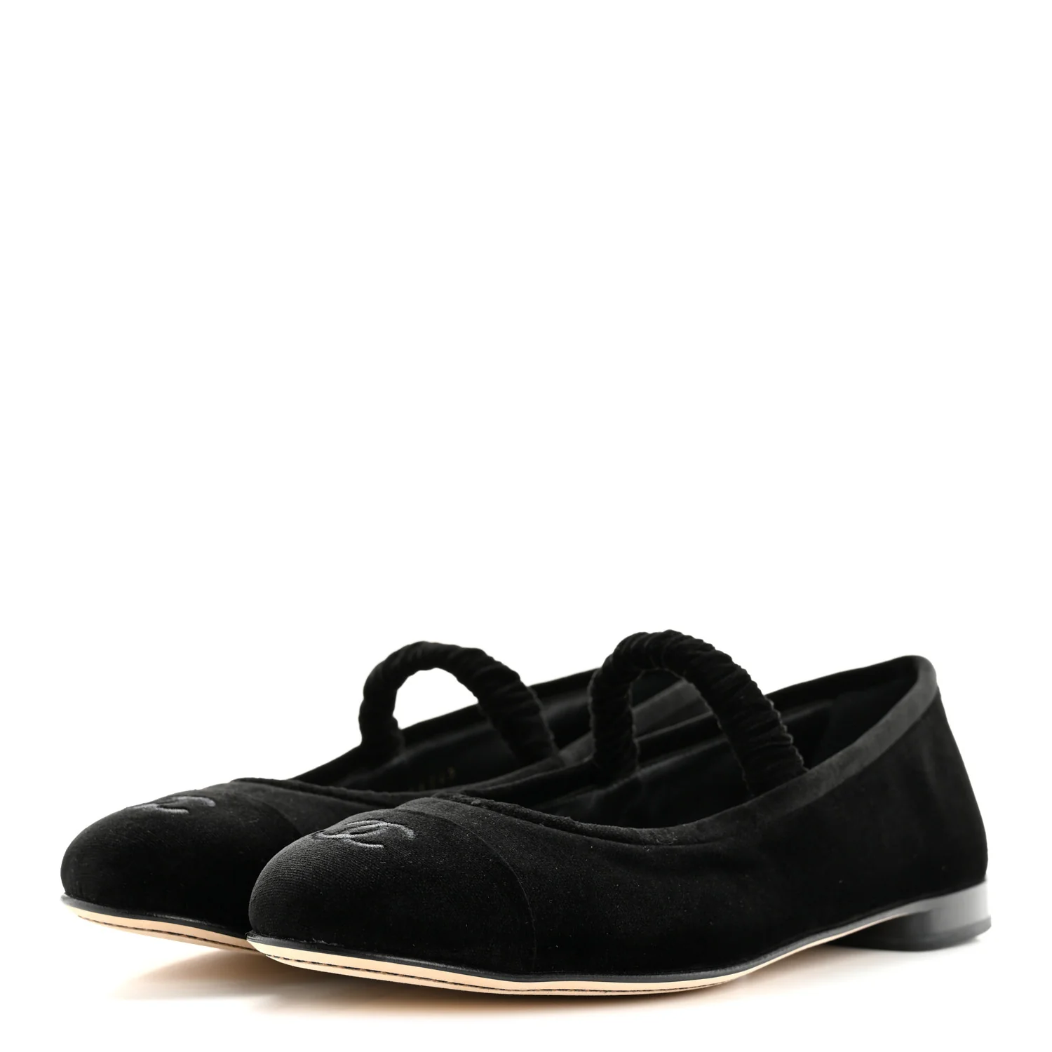Velvet Mary Jane Flats 39 Black - Top Club