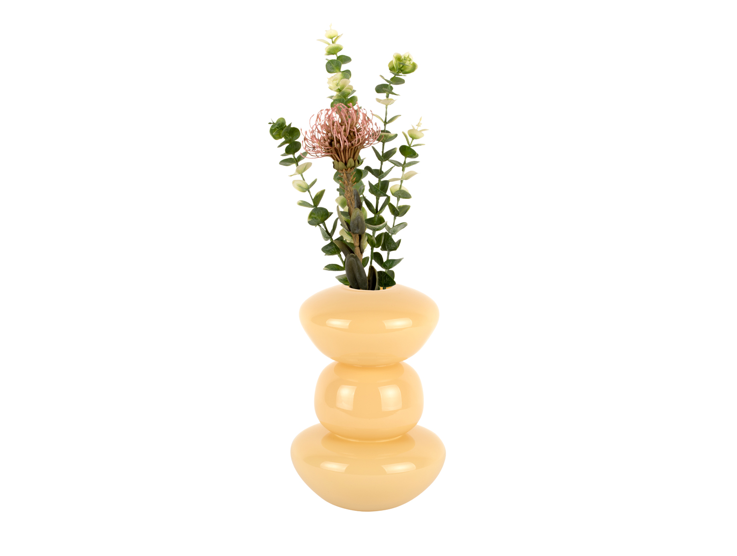 Vase Bubbles glass medium soft yellow