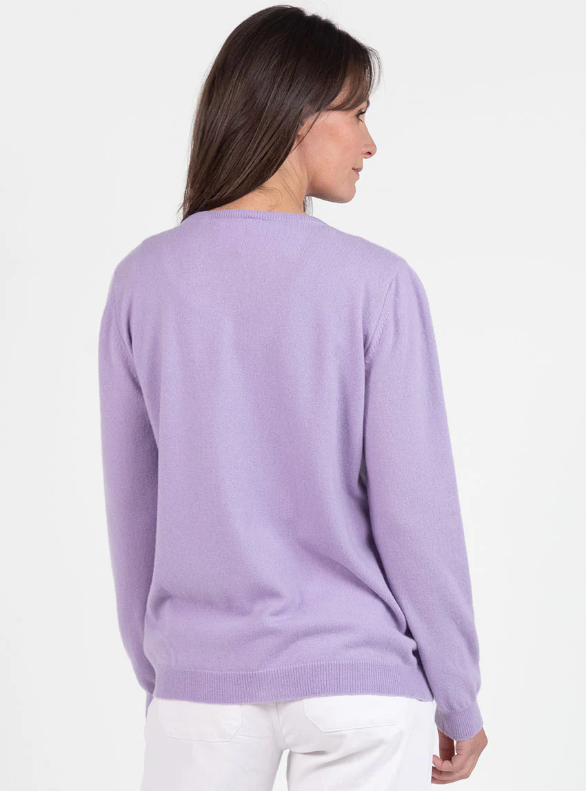 Cardigan femme en cachemire violet délicat