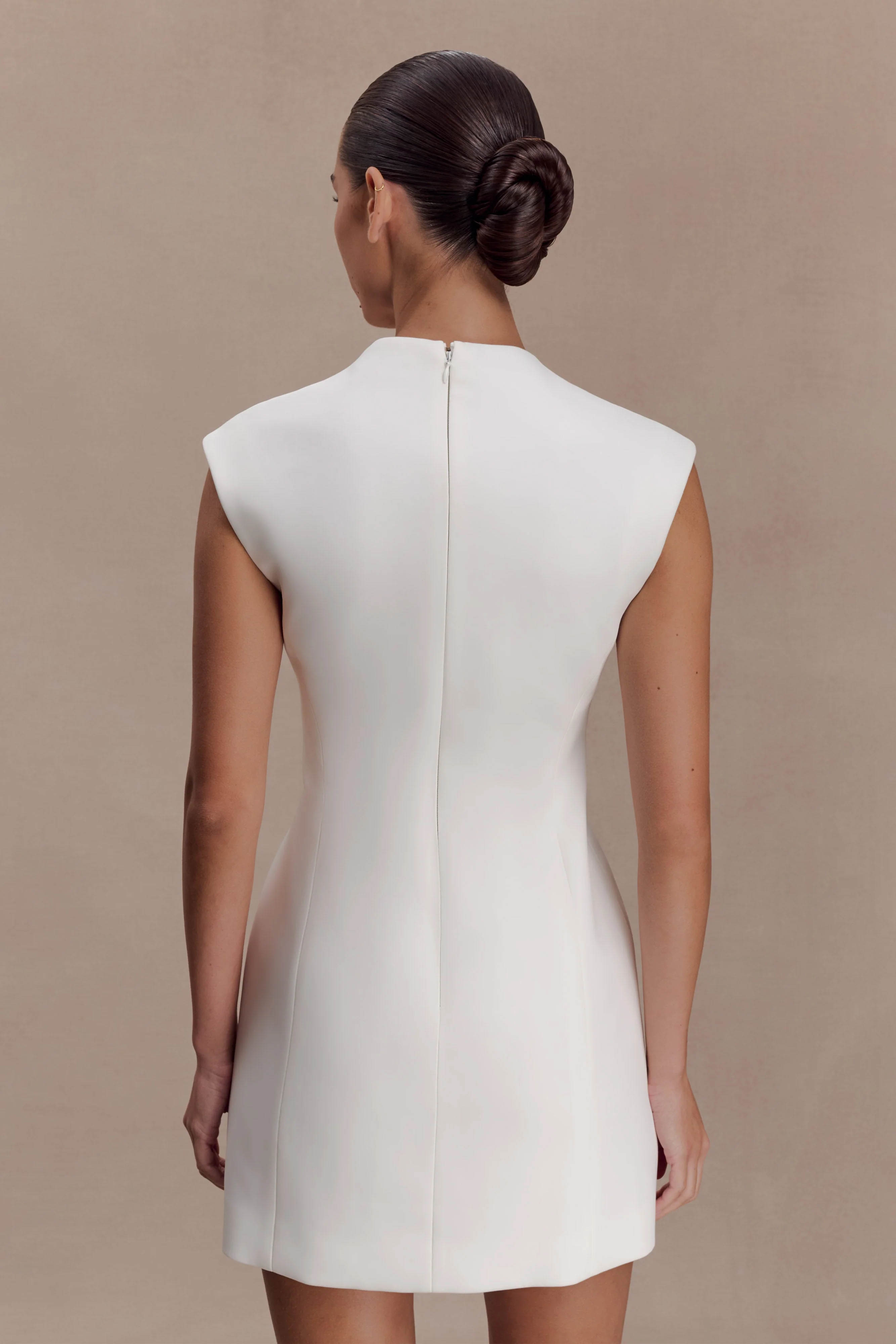 Victoria Cut Out Suiting Mini Dress - Ivory