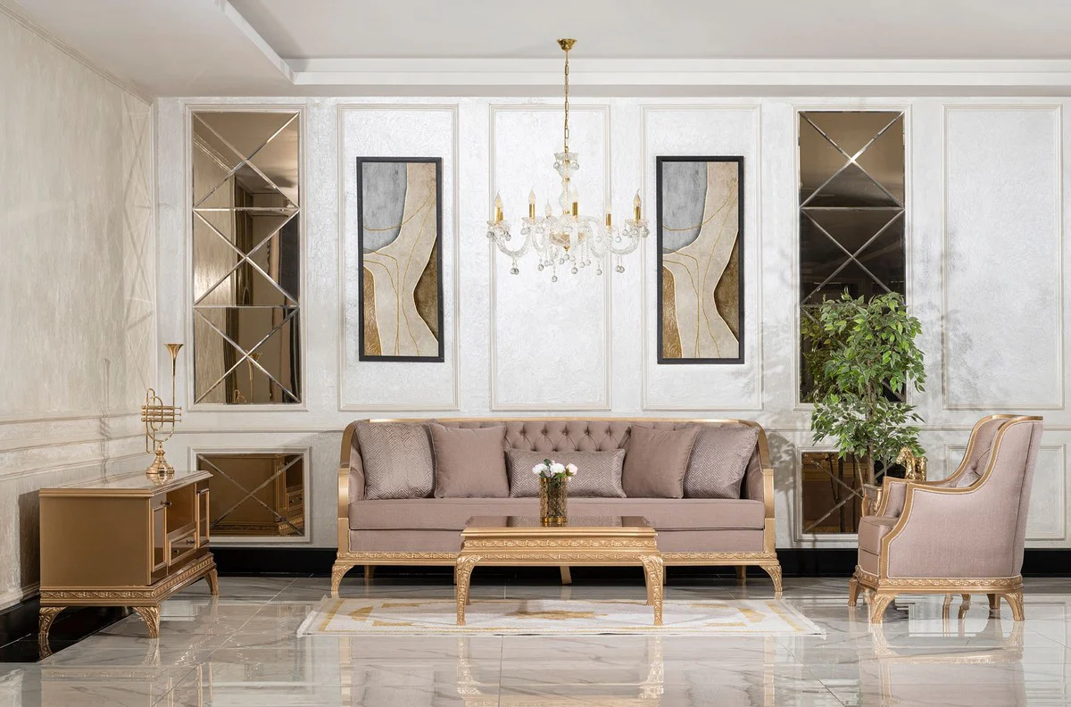 Luxury Baroque Coffee Table Gold - Square Baroque Style Living Room Table - Baroque Style Living Room Furniture - Handmade Baroque Furniture - Luxury Furniture in Baroque Style - Noble & Magnificent