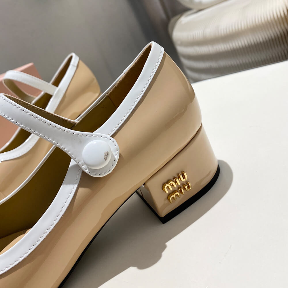 MiuMiu Two-tone patent leather Mary Jane pumps - Top Club