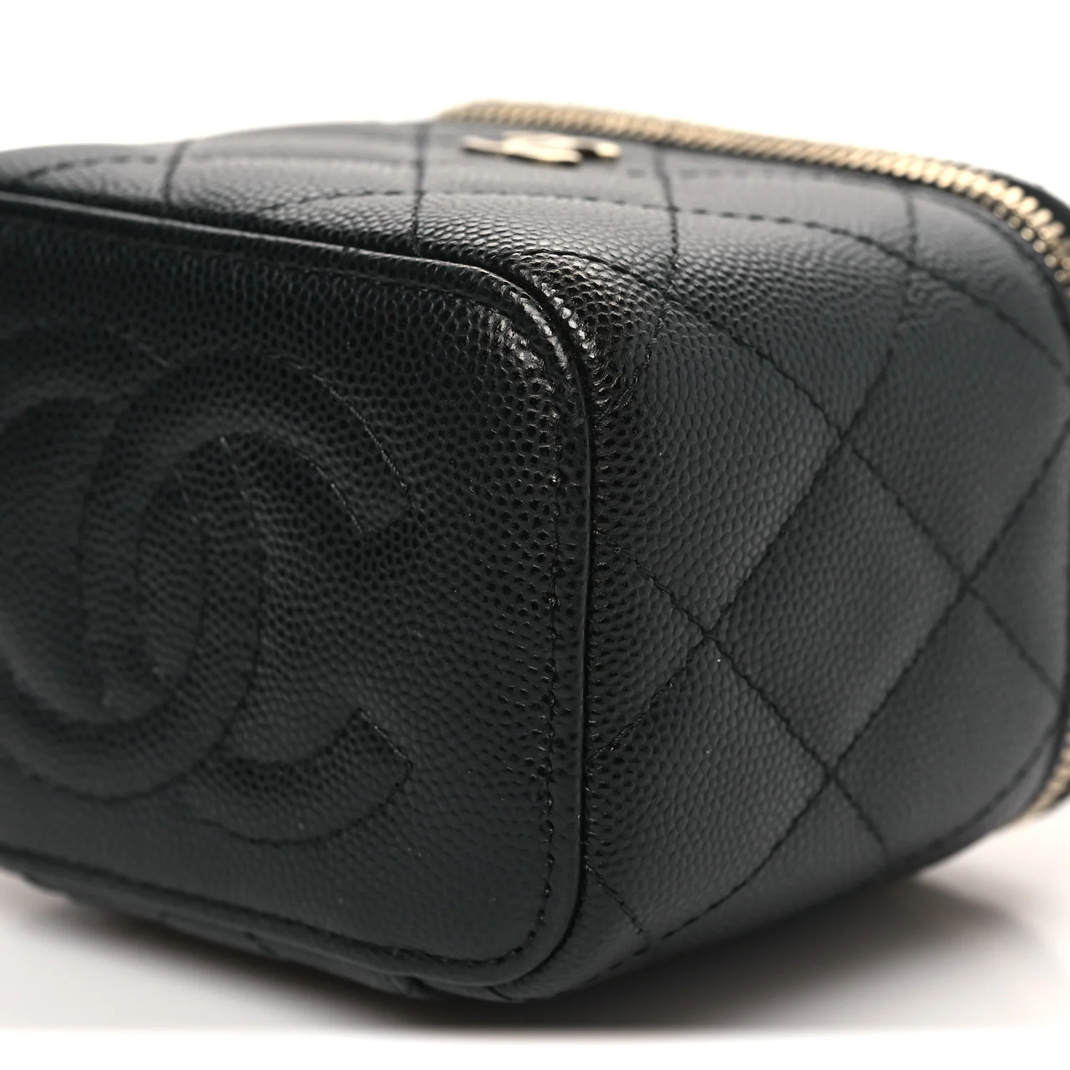 Caviar Quilted Mini Vanity Case With Chain Black - Top Club