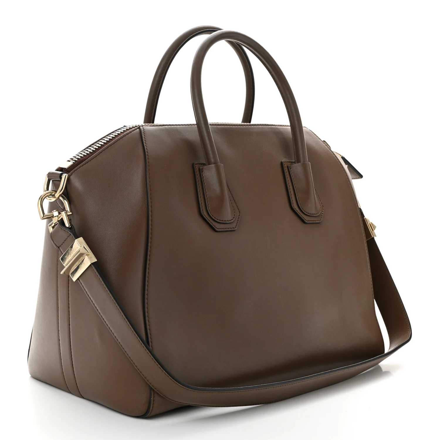 Shiny Lord Calfskin Medium Antigona Brown - Top Club