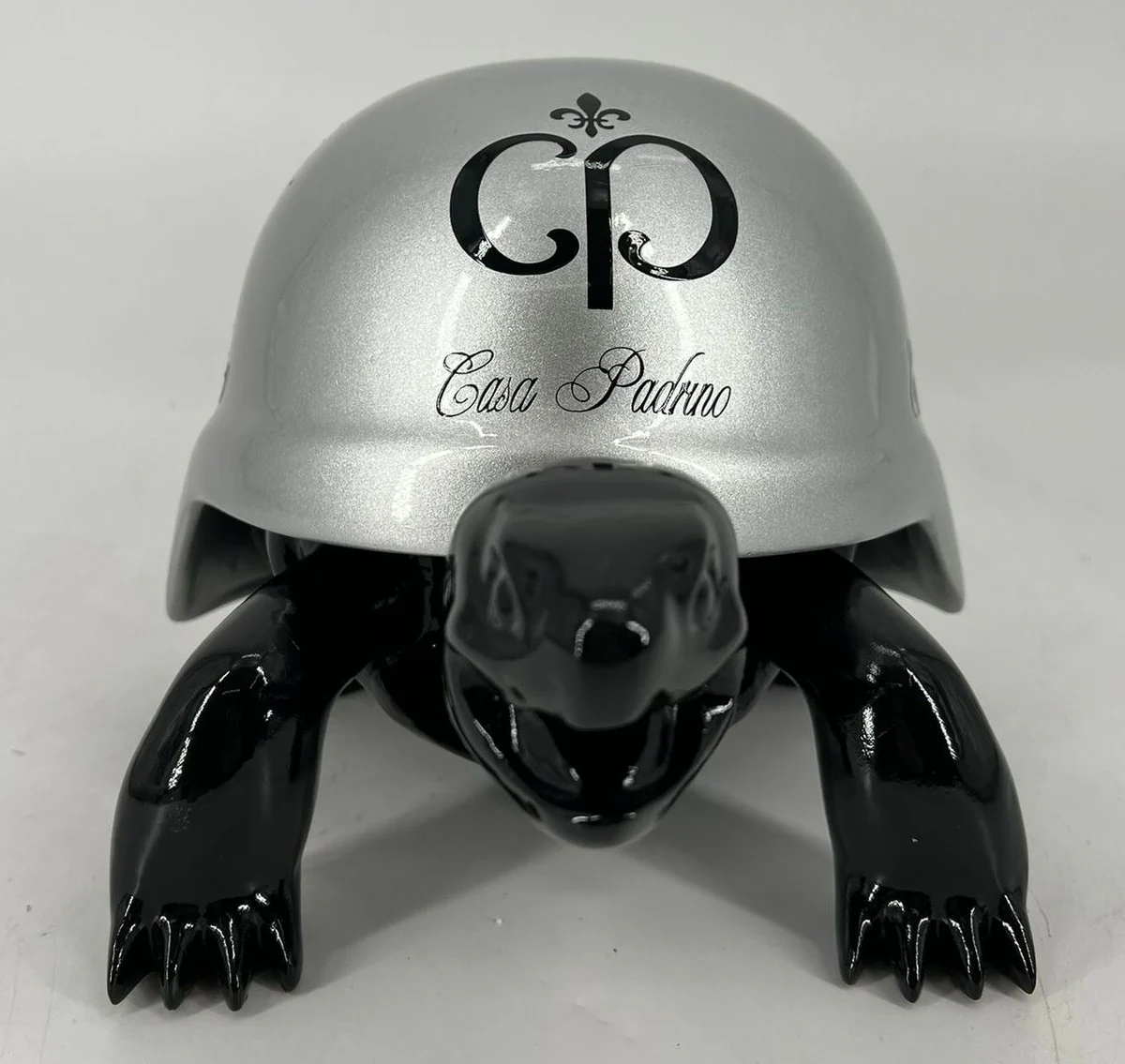 Luxury decorative figure turtle black / silver 40 cm - decorative accessories