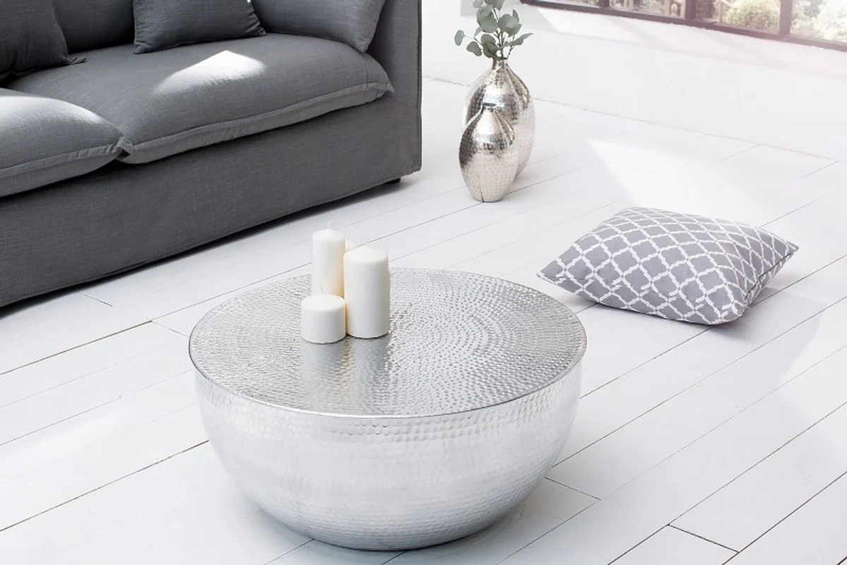 Coffee table silver 68 cm aluminum - living room salon table - unique