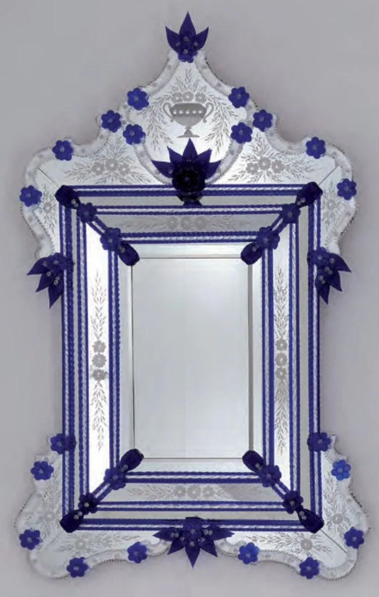Luxury Baroque Mirror Royal Blue - Magnificent wall mirror in Venetian style - Hotel Furniture - Castle Furniture - Baroque Furniture - Luxury Furniture in Baroque Style - Made in Italy