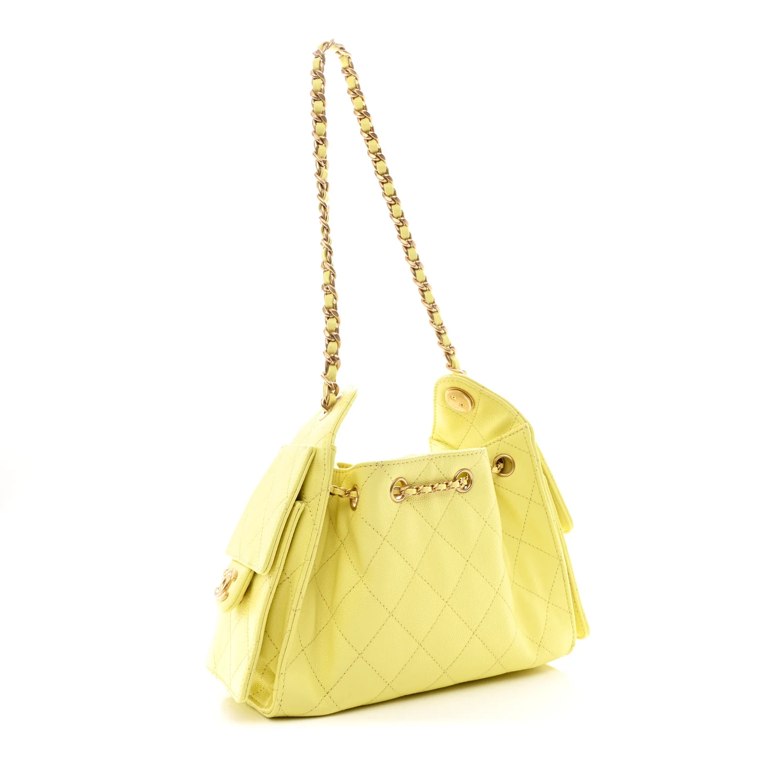 Caviar Quilted Mini Chanel 25 Handbag Light Yellow - Top Club
