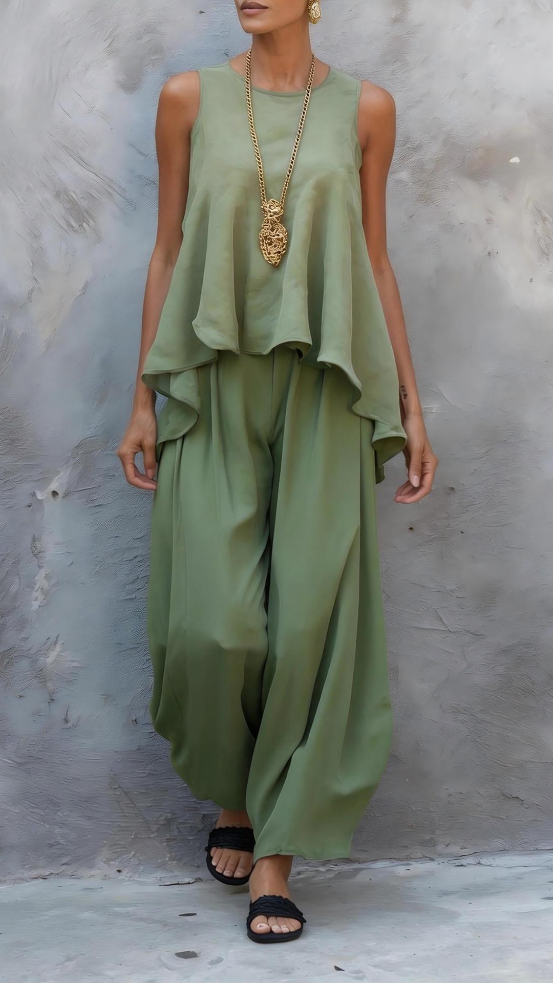 Women's Casual Two-Piece Set: Sleeveless Top & Loose Wide-Leg Pants - Nordfashionstorm - Women's Clothing, Fashion for You - Nordfashionstorm.com