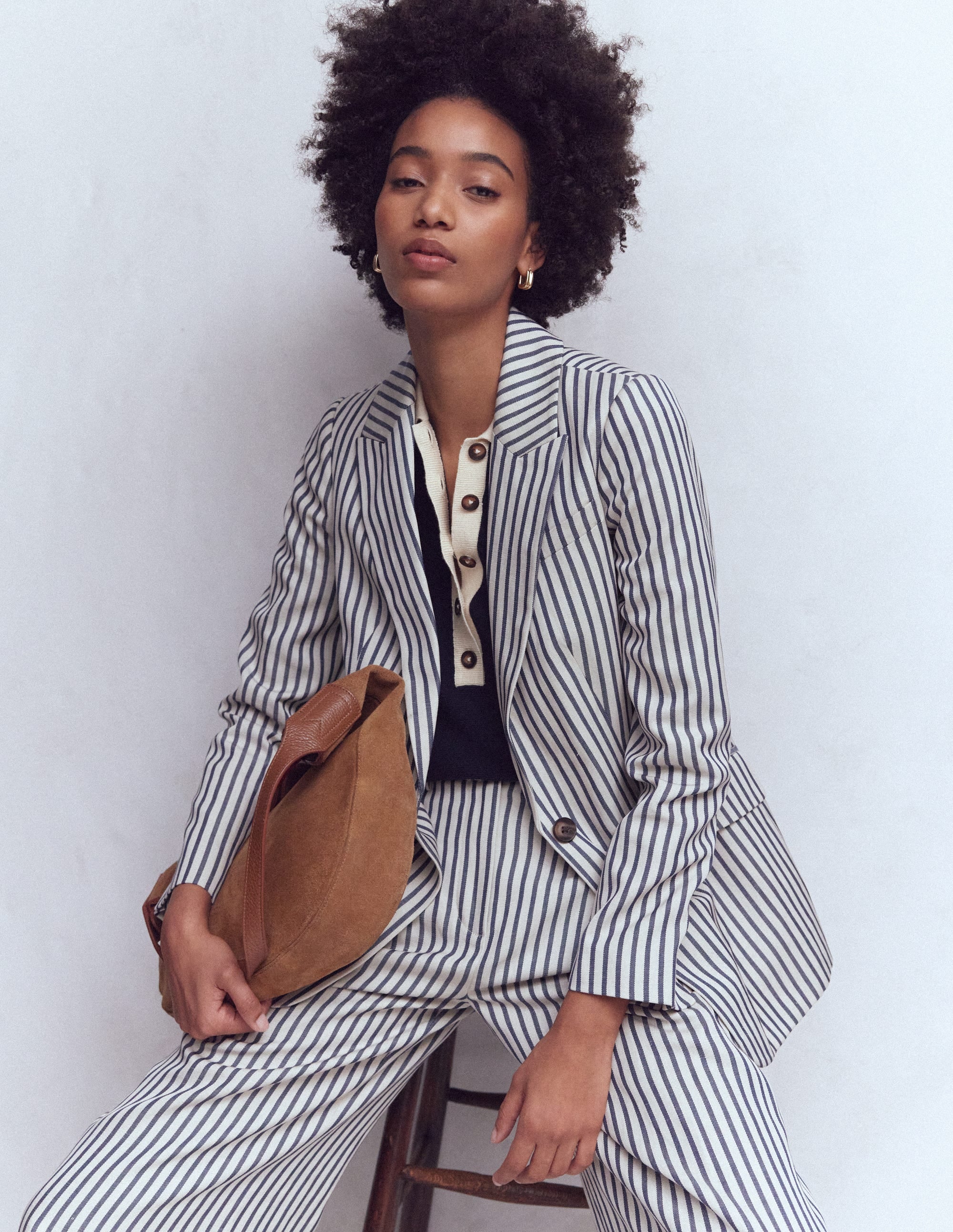 Woodbridge Lockerer Blazer-Blau und Naturweiß Gestreift